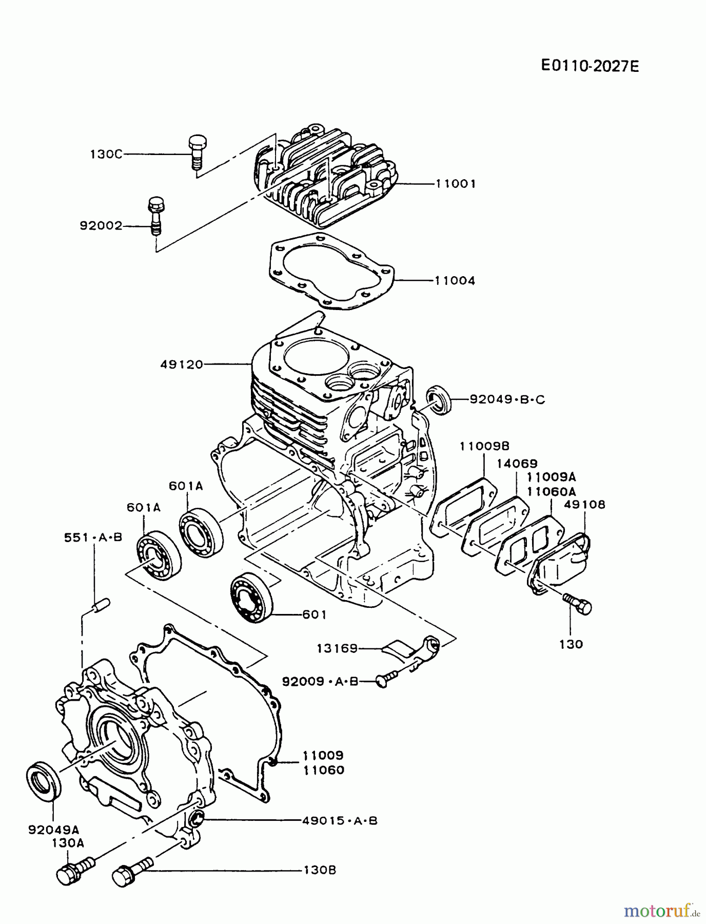  Kawasaki Geräte Stromerzeuger GAH20A-CS00 (GA3200A) - Kawasaki Generator CYLINDER/CRANKCASE