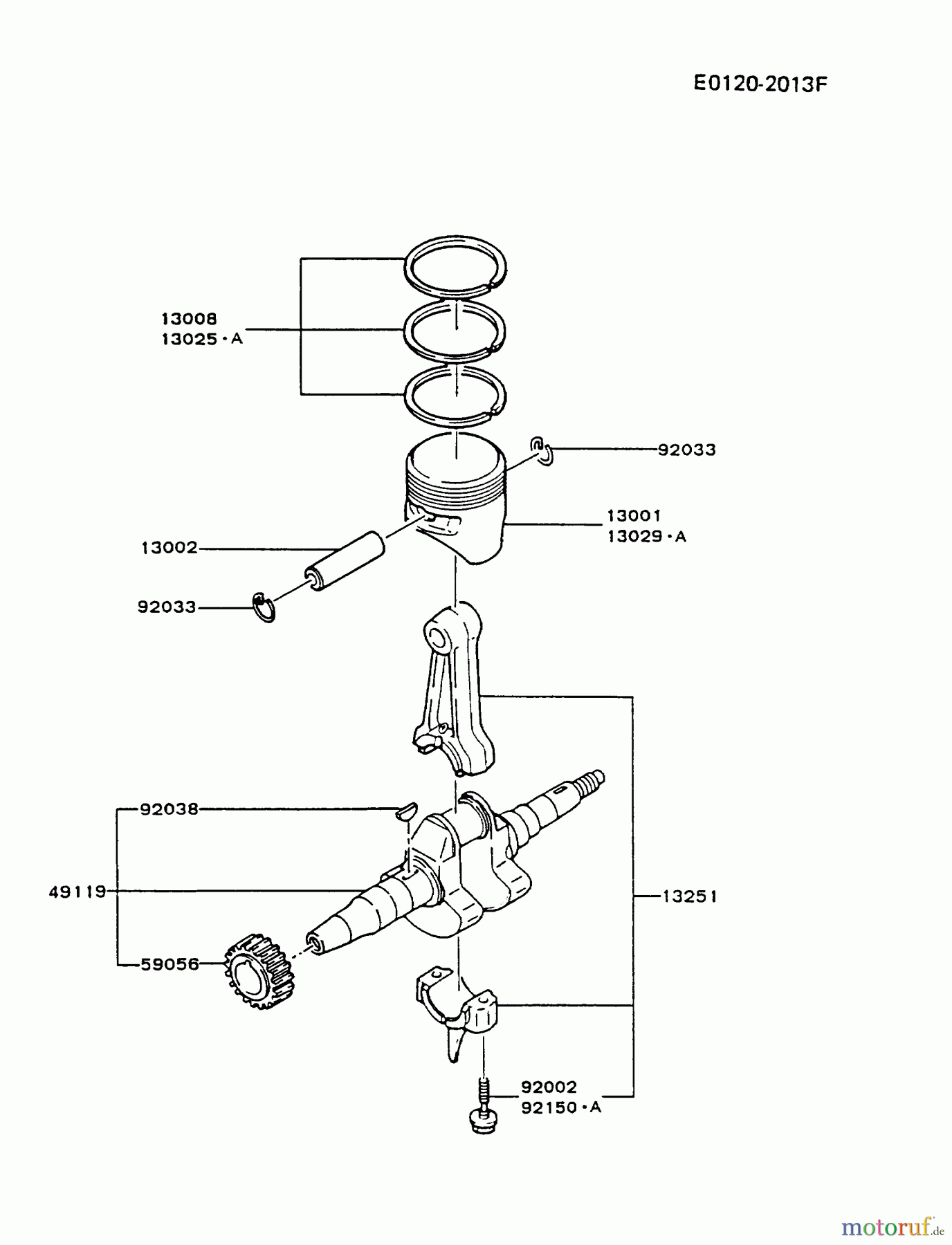  Kawasaki Geräte Stromerzeuger GAH20A-CS00 (GA3200A) - Kawasaki Generator PISTON/CRANKSHAFT