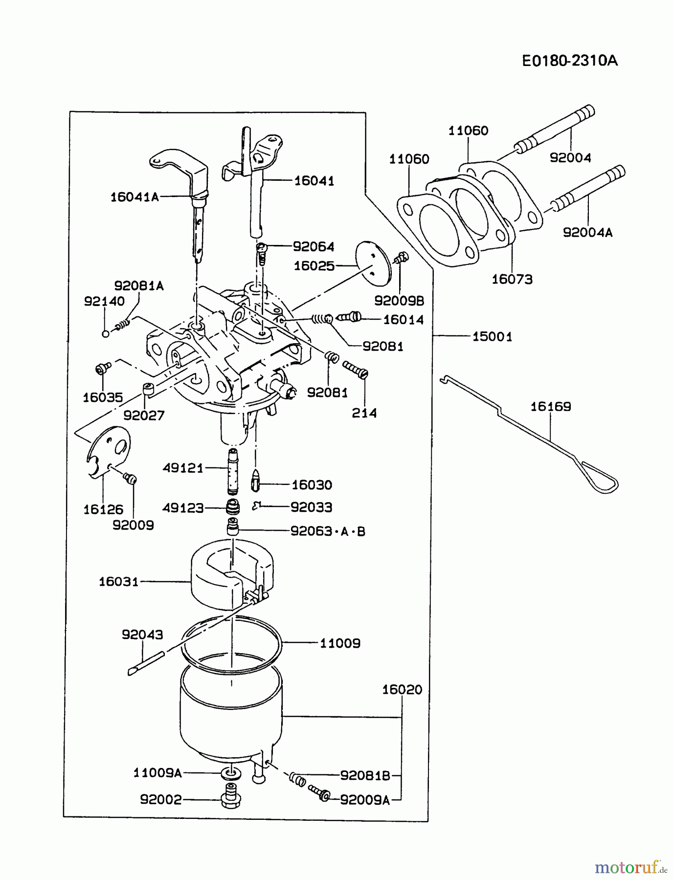  Kawasaki Geräte Stromerzeuger GAH20A-DS01 (GA3200A) - Kawasaki Generator CARBURETOR