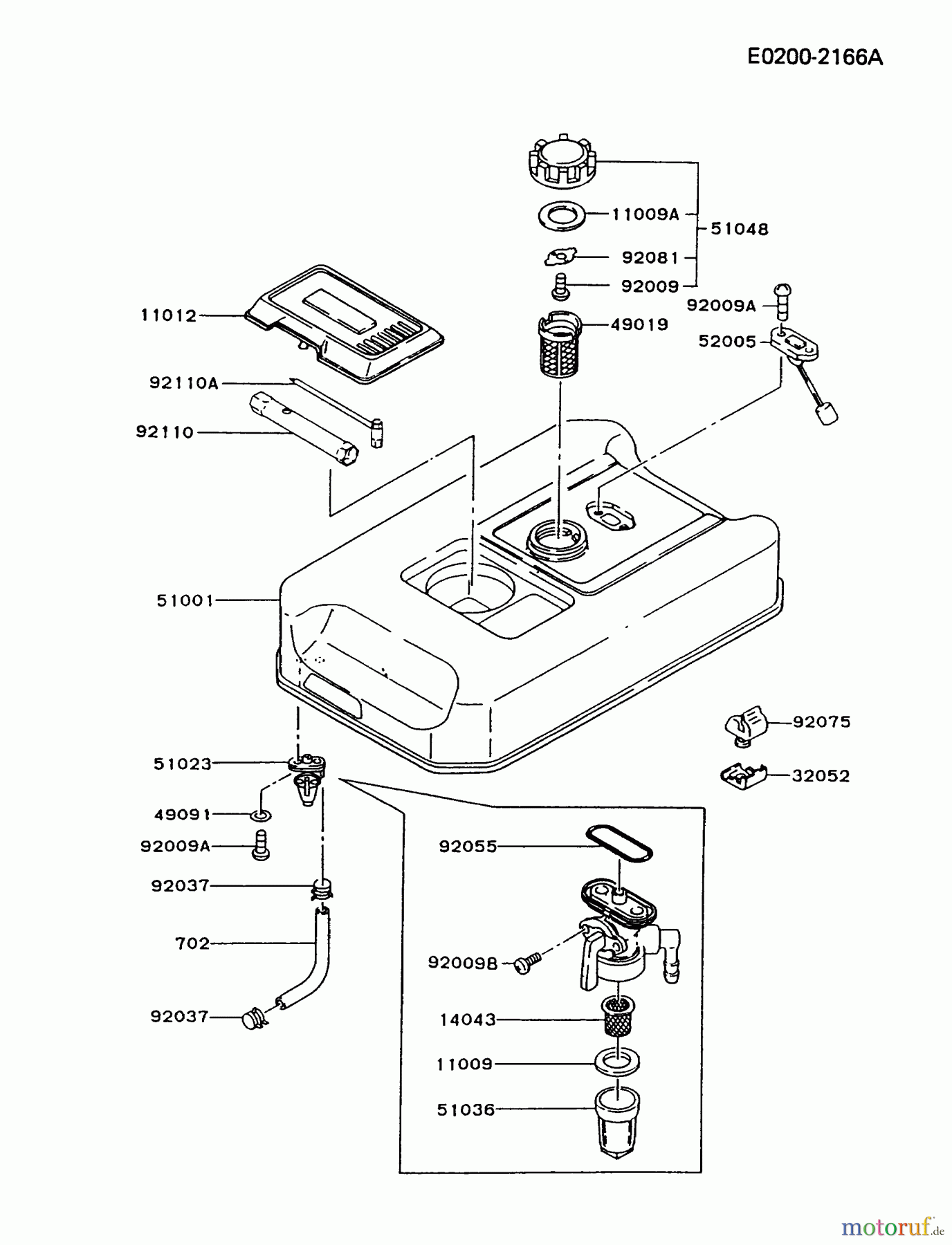  Kawasaki Geräte Stromerzeuger GAH20A-DS01 (GA3200A) - Kawasaki Generator FUEL-TANK/FUEL-VALVE