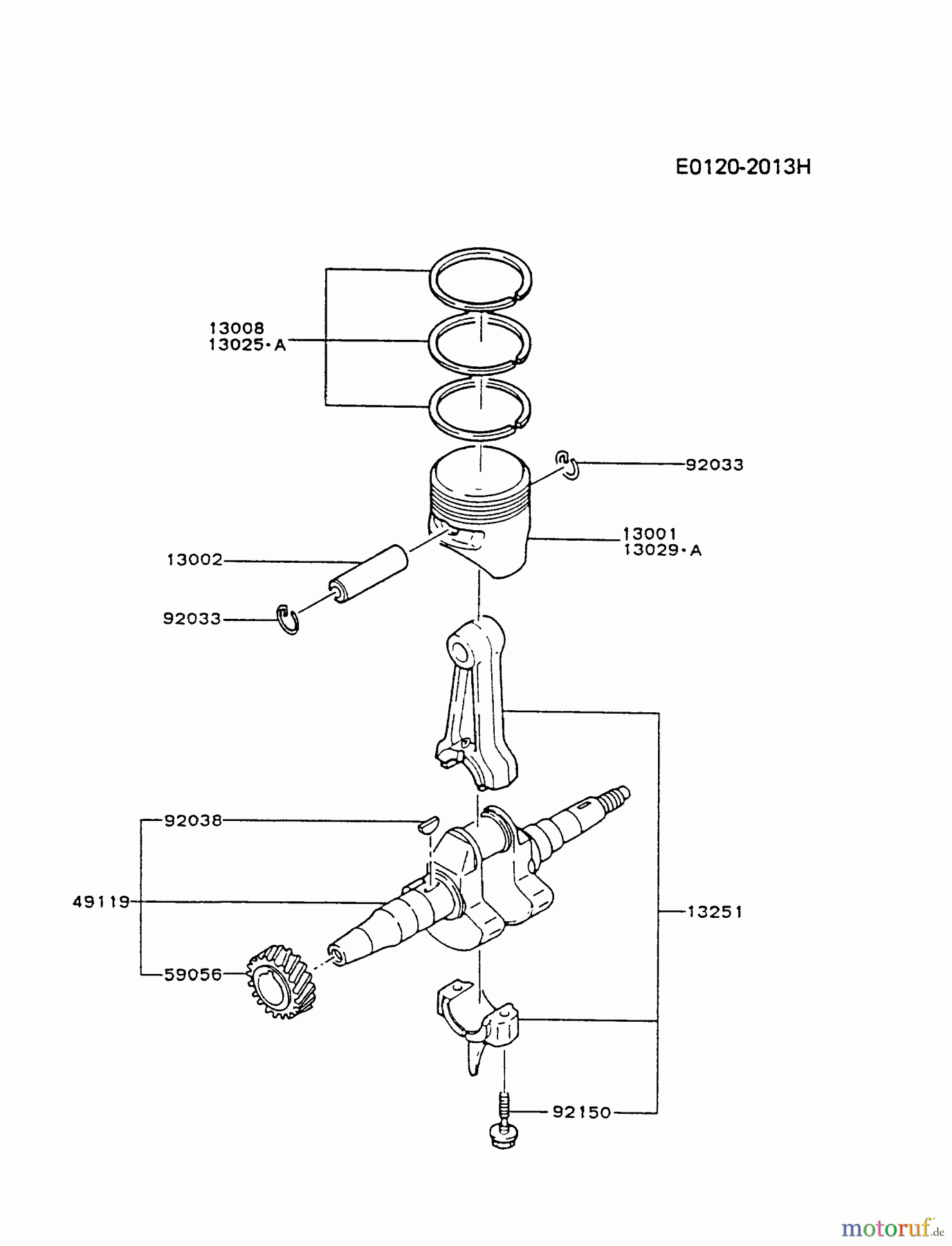  Kawasaki Geräte Stromerzeuger GAH20A-DS01 (GA3200A) - Kawasaki Generator PISTON/CRANKSHAFT