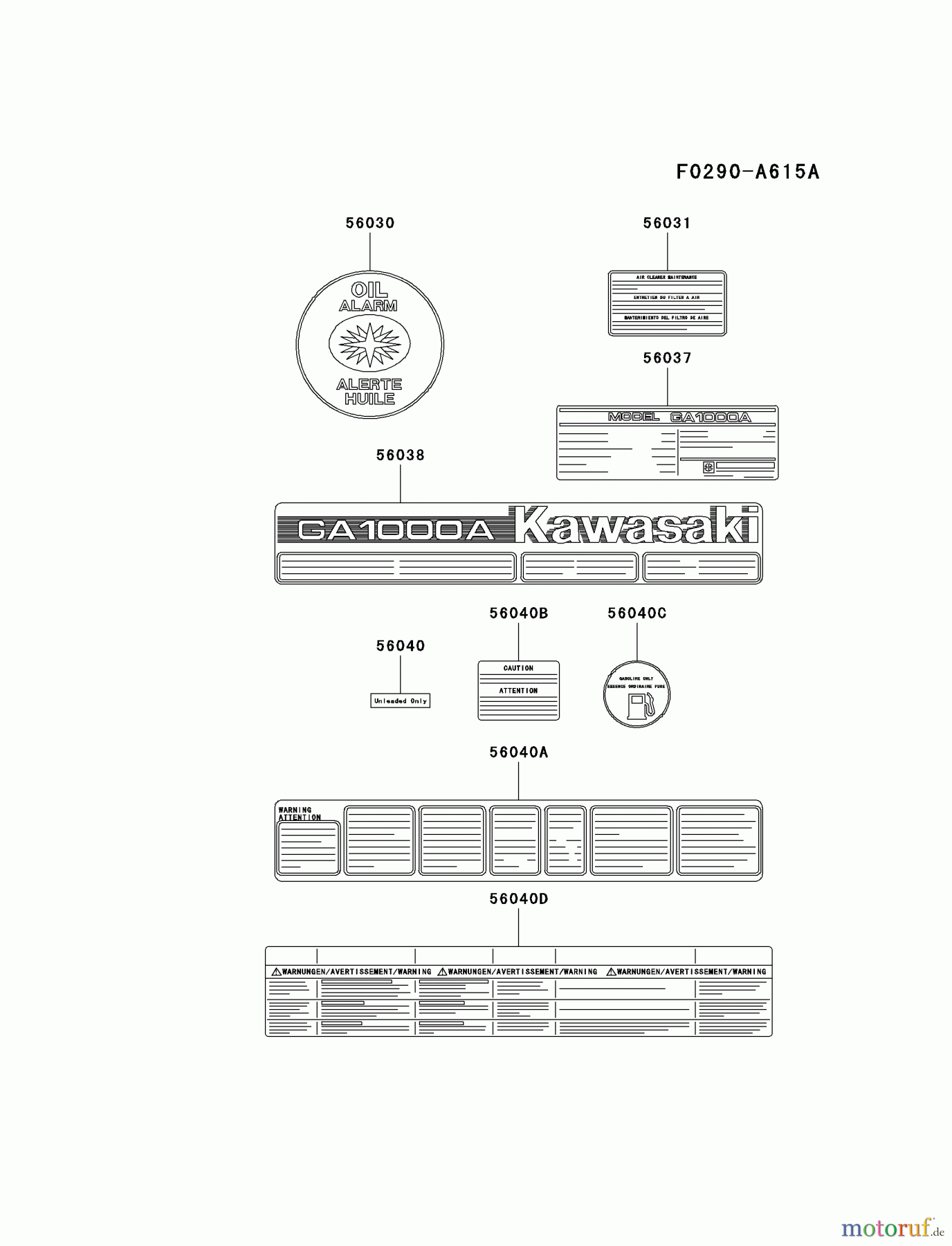  Kawasaki Geräte Stromerzeuger GAT00A-BS00 (GA1000A) - Kawasaki Generator LABEL