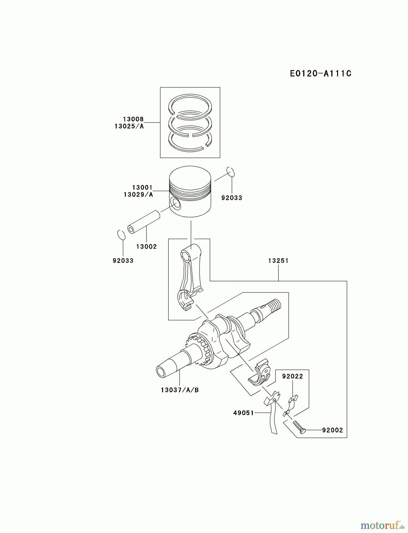  Kawasaki Geräte Stromerzeuger GAT00A-BS00 (GA1000A) - Kawasaki Generator PISTON/CRANKSHAFT