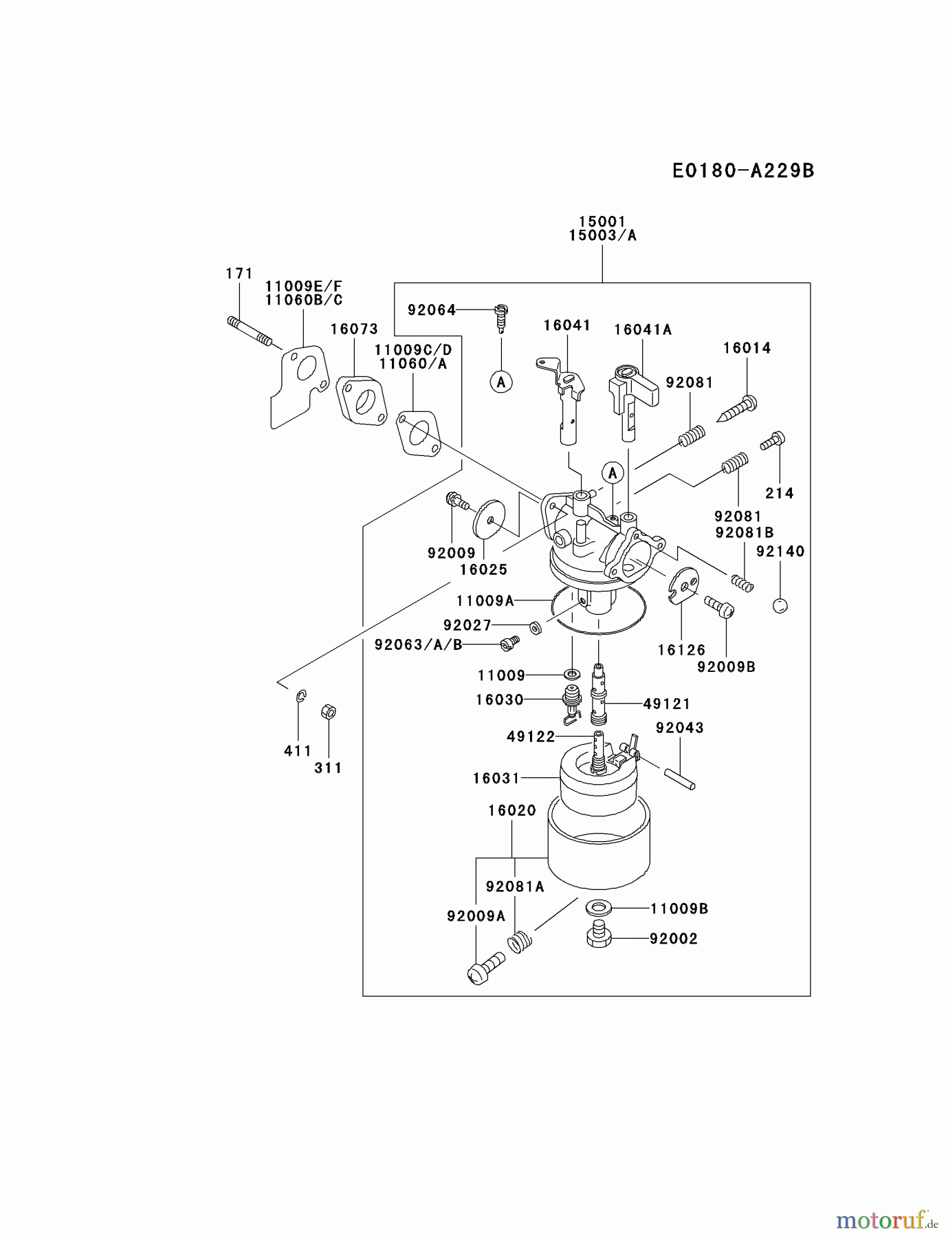  Kawasaki Geräte Stromerzeuger GAT00A-BS00 (GA1000A) - Kawasaki Generator CARBURETOR