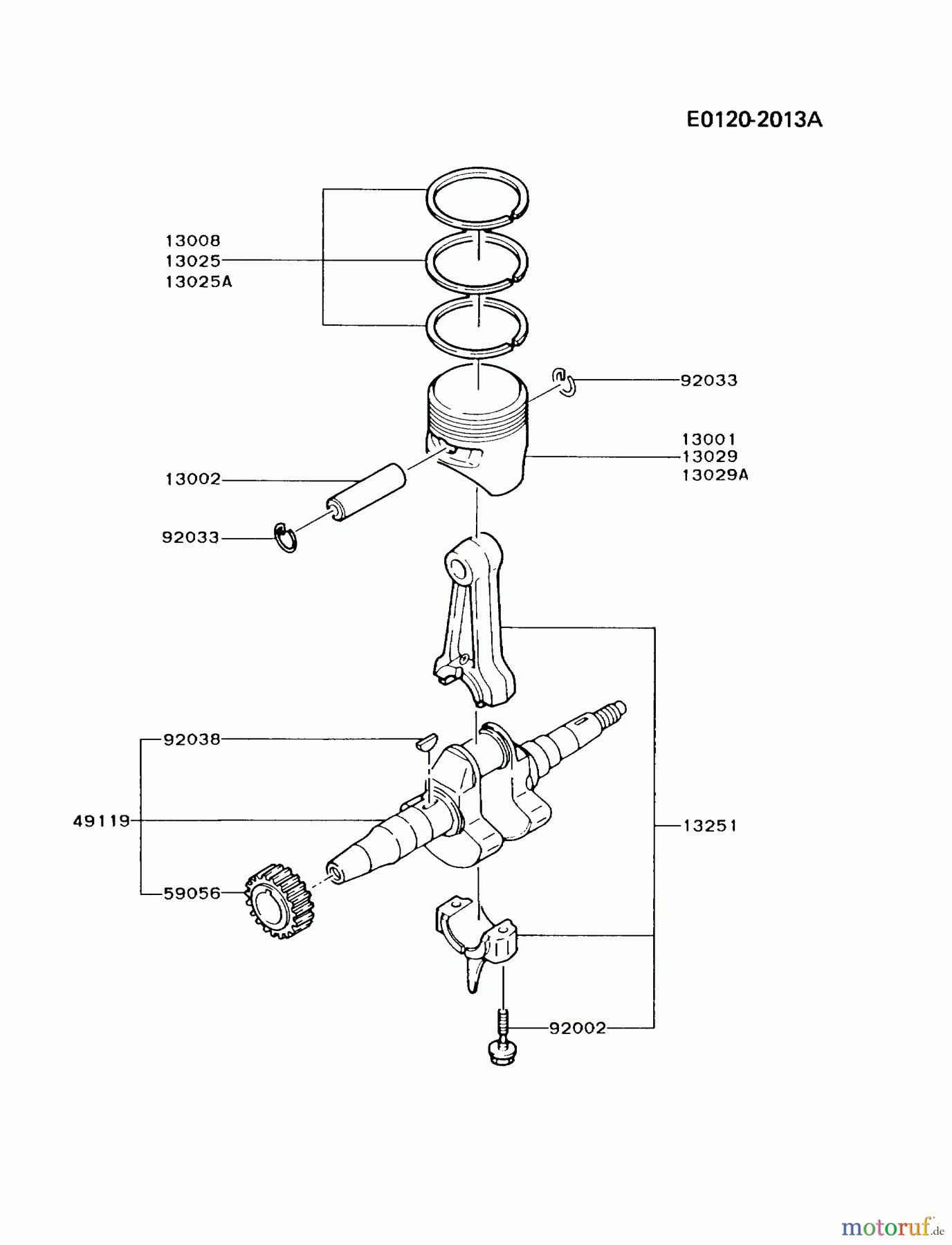  Kawasaki Geräte Stromerzeuger GAT80A-DS00 (GA1800A) - Kawasaki Generator PISTON/CRANKSHAFT