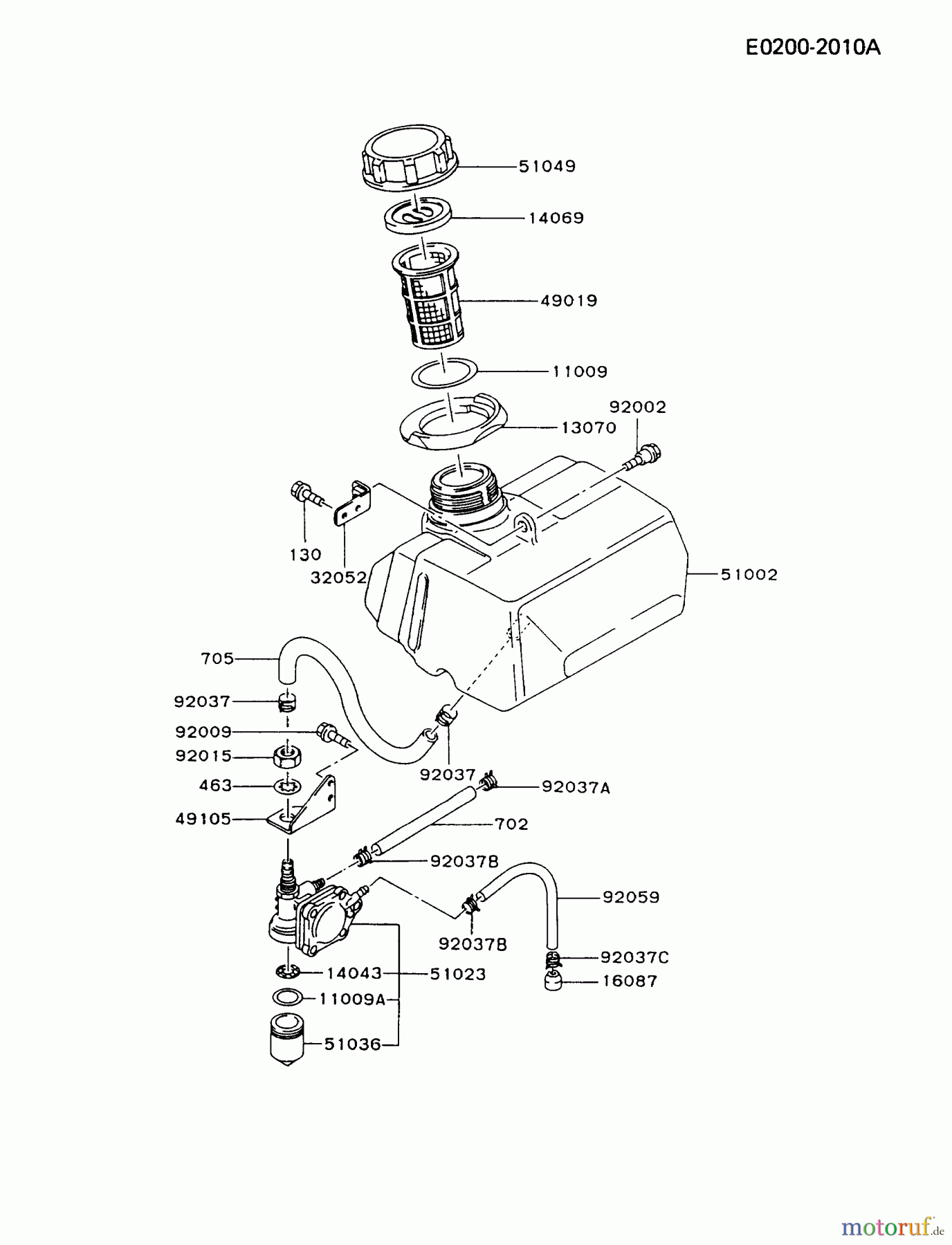  Kawasaki Geräte Stromerzeuger GD550A-BS00 (GD550A) - Kawasaki Generator FUEL-TANK/FUEL-VALVE