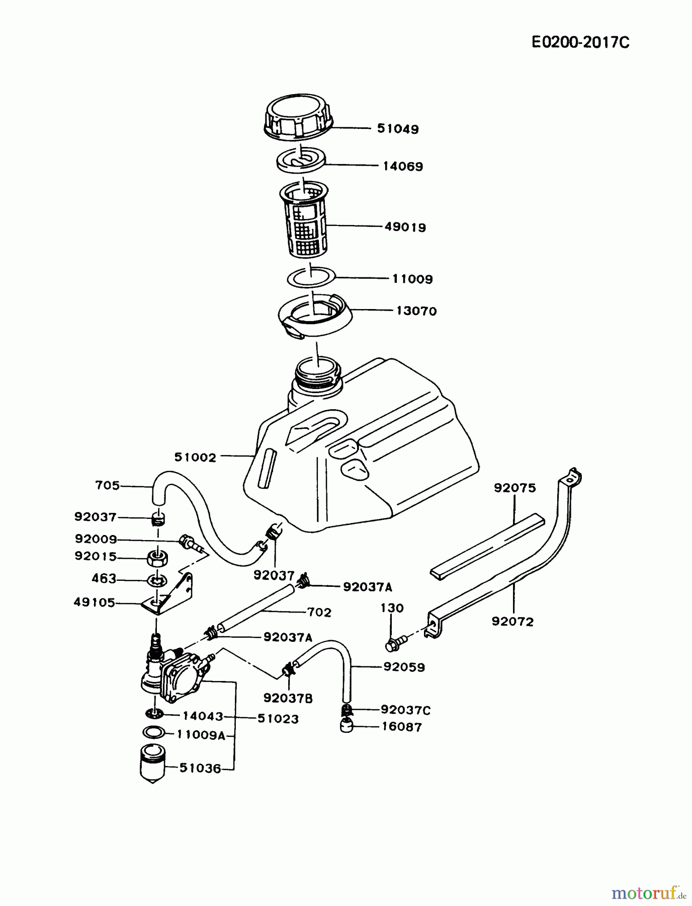  Kawasaki Geräte Stromerzeuger GD700A-BS00 (GD700A) - Kawasaki Generator FUEL-TANK/FUEL-VALVE