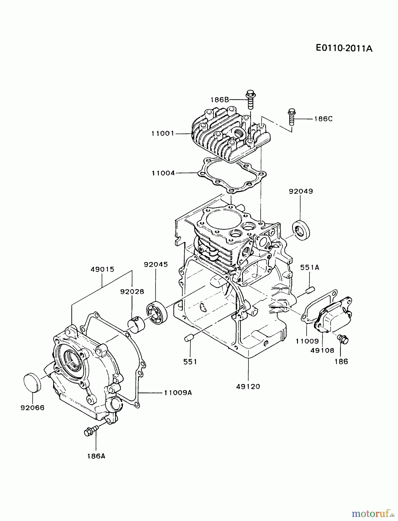  Kawasaki Geräte Stromerzeuger GD700A-AS00 (GD700A) - Kawasaki Generator CYLINDER/CRANKCASE