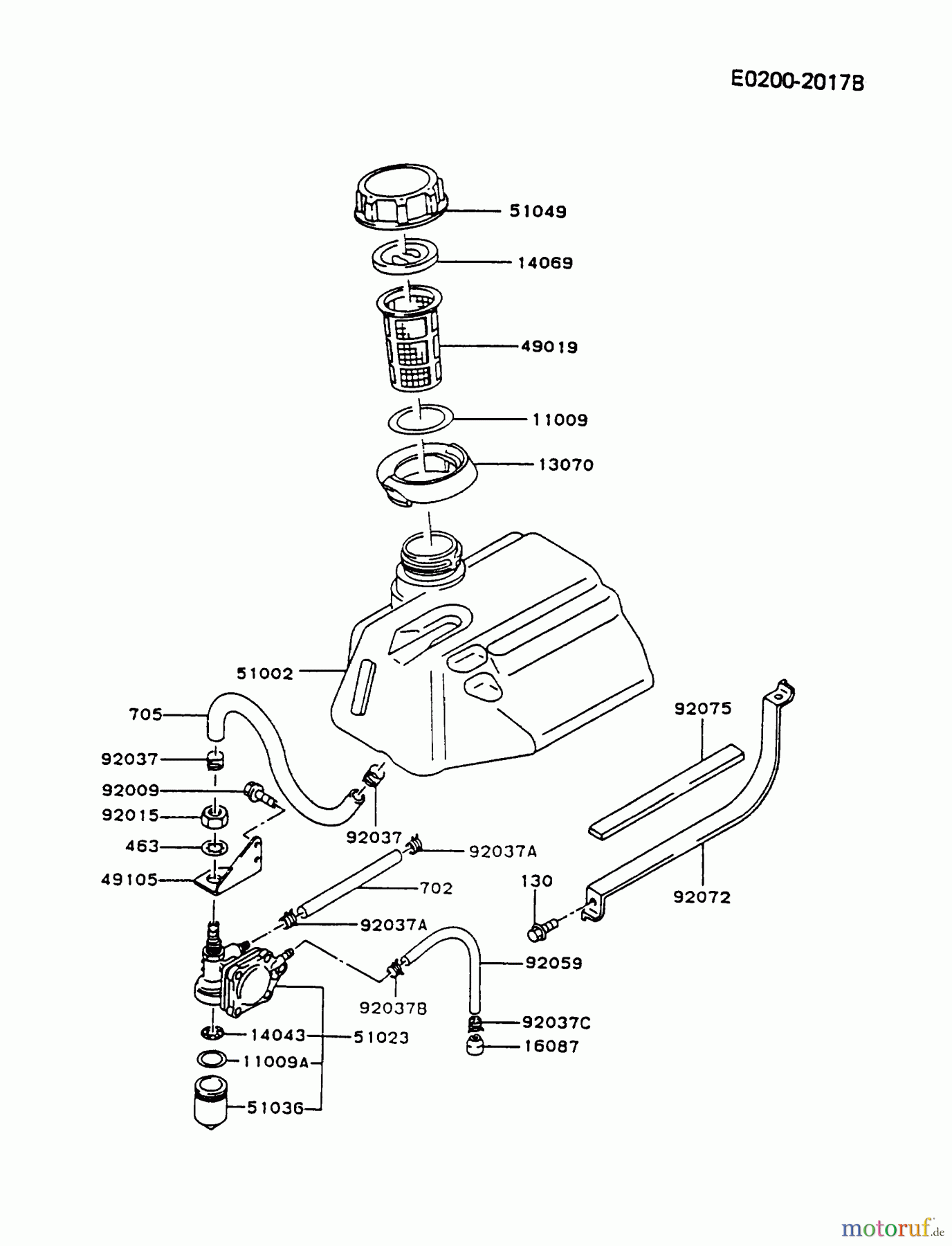  Kawasaki Geräte Stromerzeuger GD700A-AS01 (GD700A) - Kawasaki Generator FUEL-TANK/FUEL-VALVE