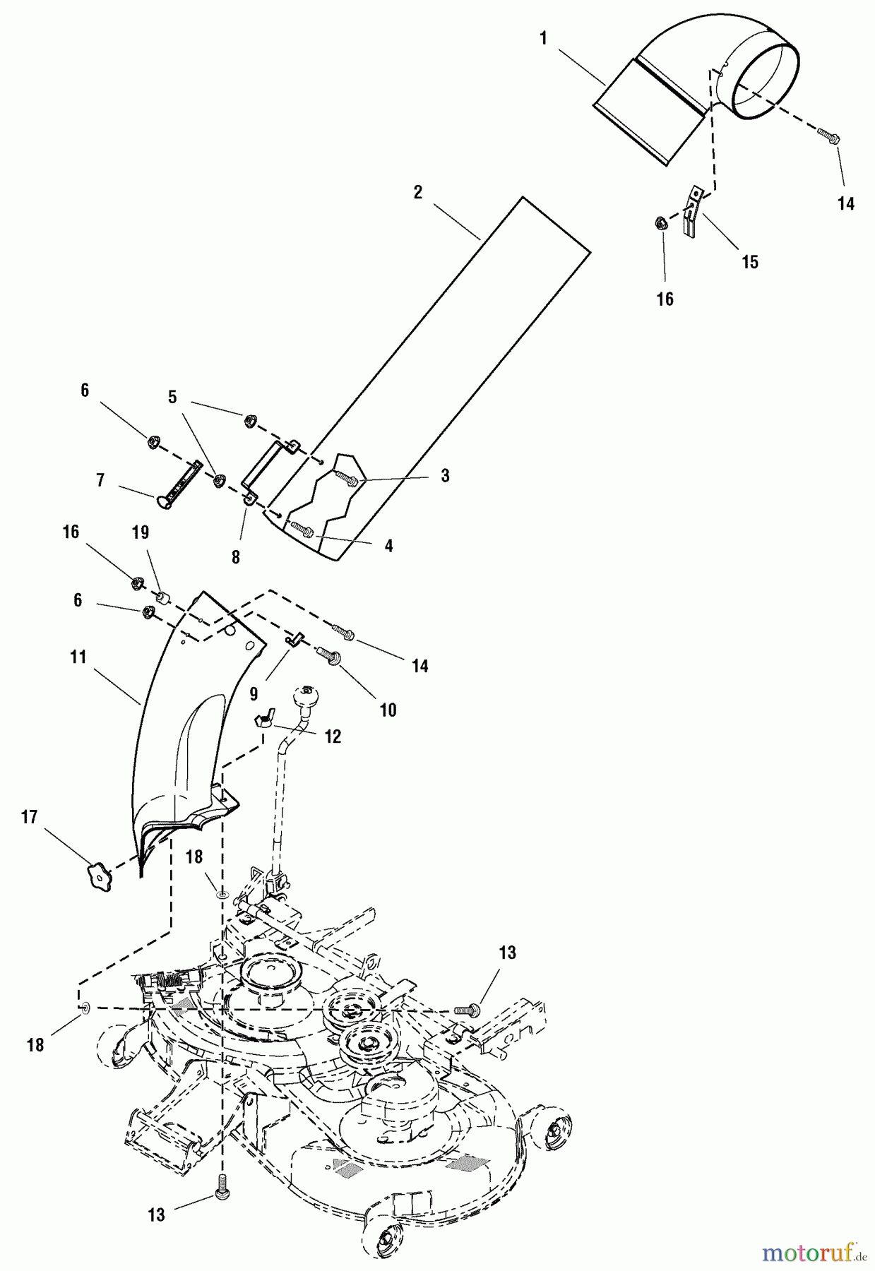  Murray Zubehör 107.249060 (1695063) - Craftsman 2-Bin Bagger (2004) (Sears) Chute Group (987359)