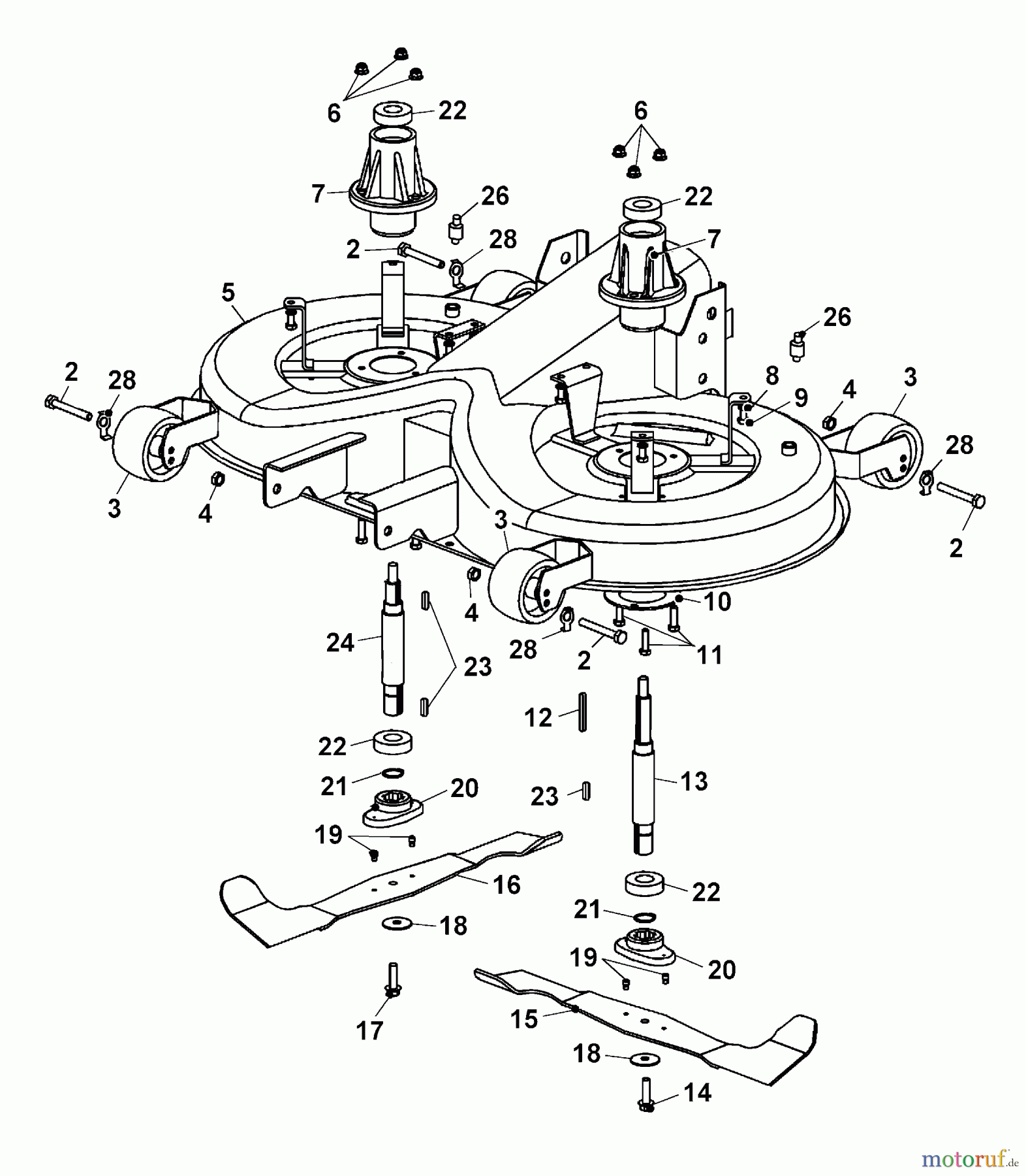  Wolf-Garten Lawn tractors Trac OHV 7 6205000 Series C  (2004) Deck housing, Blade, Blade adapter