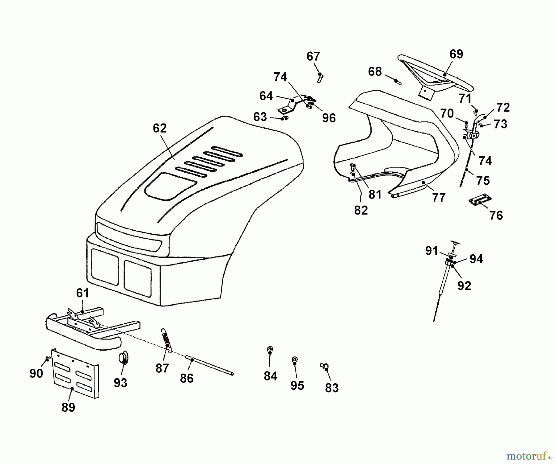  Wolf-Garten Lawn tractors Trac OHV 7 6205000 Series C  (2004) Dashboard, Steering wheel, Engine hood