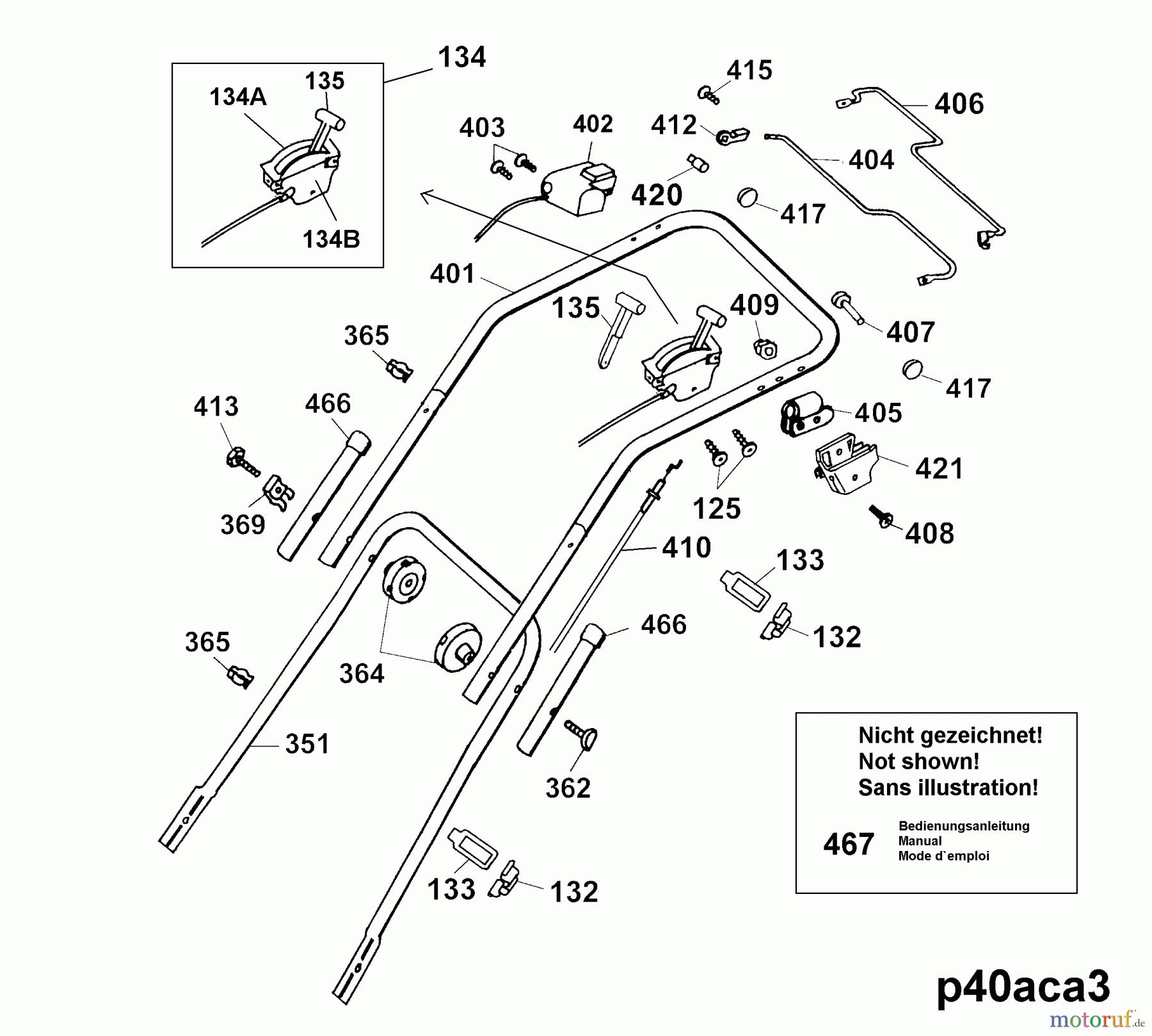  Wolf-Garten Battery mower self propelled Premio 40 ACA 4045000 Series B  (2003) Handle