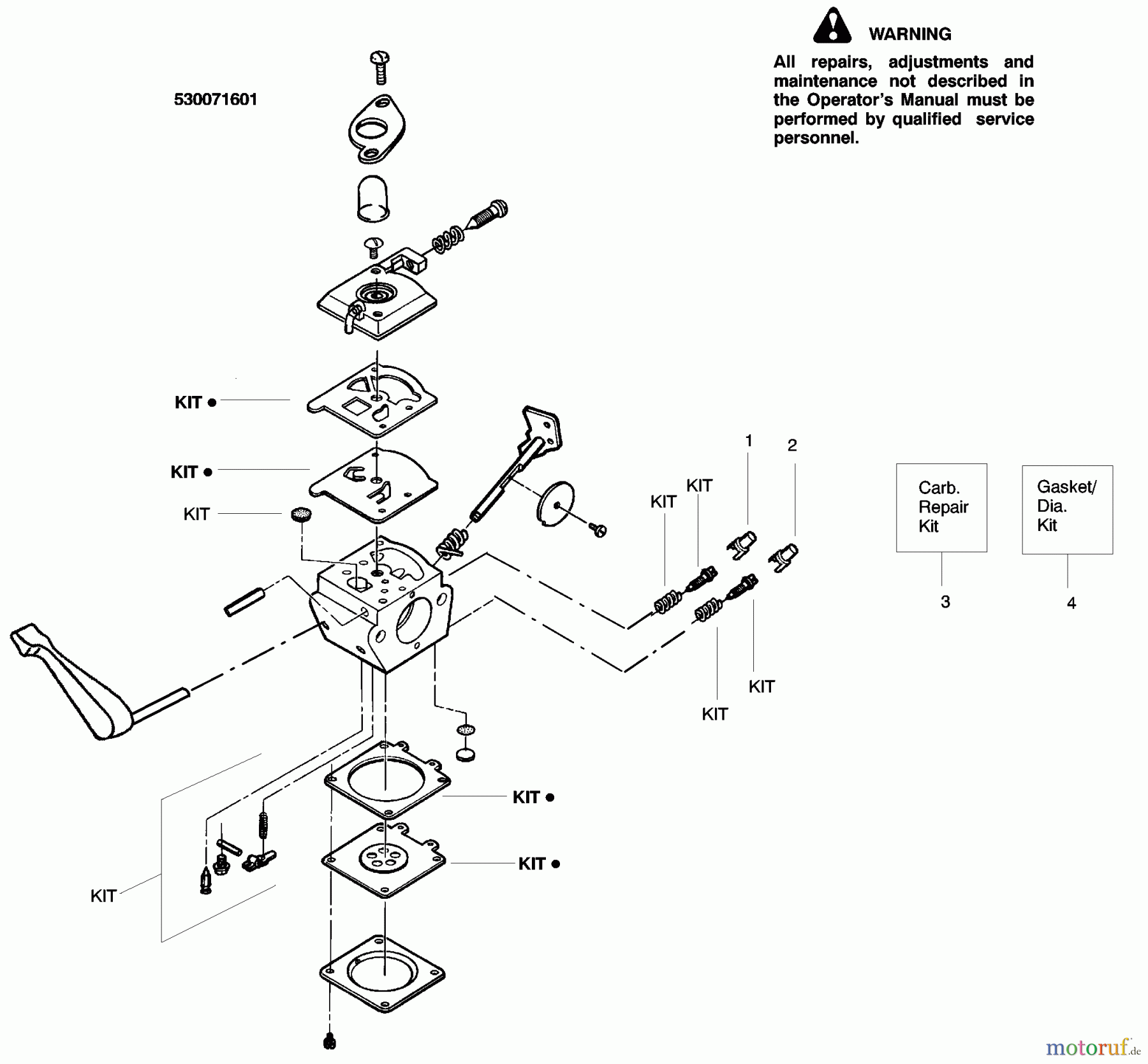  Poulan / Weed Eater Heckenscheren GHT220 (Type 4) - Weed Eater Hedge Trimmer Carburetor Assembly (Zama C1U-W13) 530071601