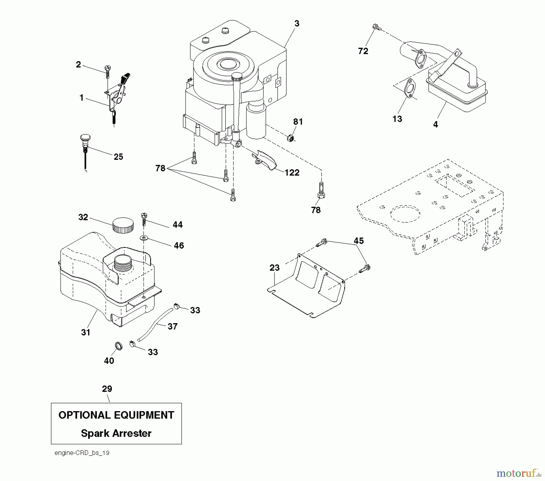  Poulan / Weed Eater Rasen und Gartentraktoren 12597RB (96061034100) - Poulan Pro Lawn Tractor (2011-12) ENGINE