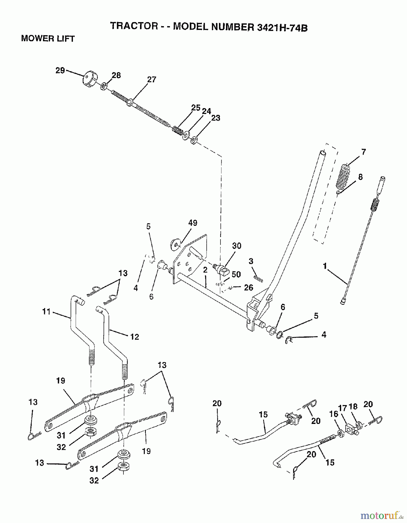  Poulan / Weed Eater Rasen und Gartentraktoren 3421H74B - Poulan Lawn Tractor (2006-10) MOWER LIFT LEVER