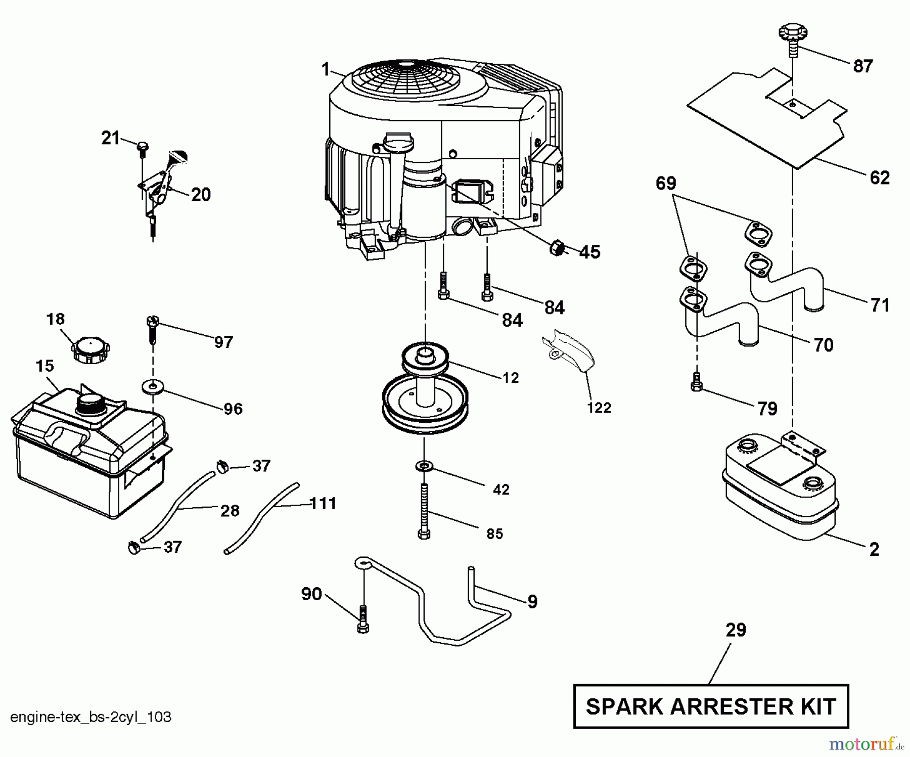  Poulan / Weed Eater Rasen und Gartentraktoren PB18VA46 (96042015400) - Poulan Pro Lawn Tractor (2013-09) ENGINE