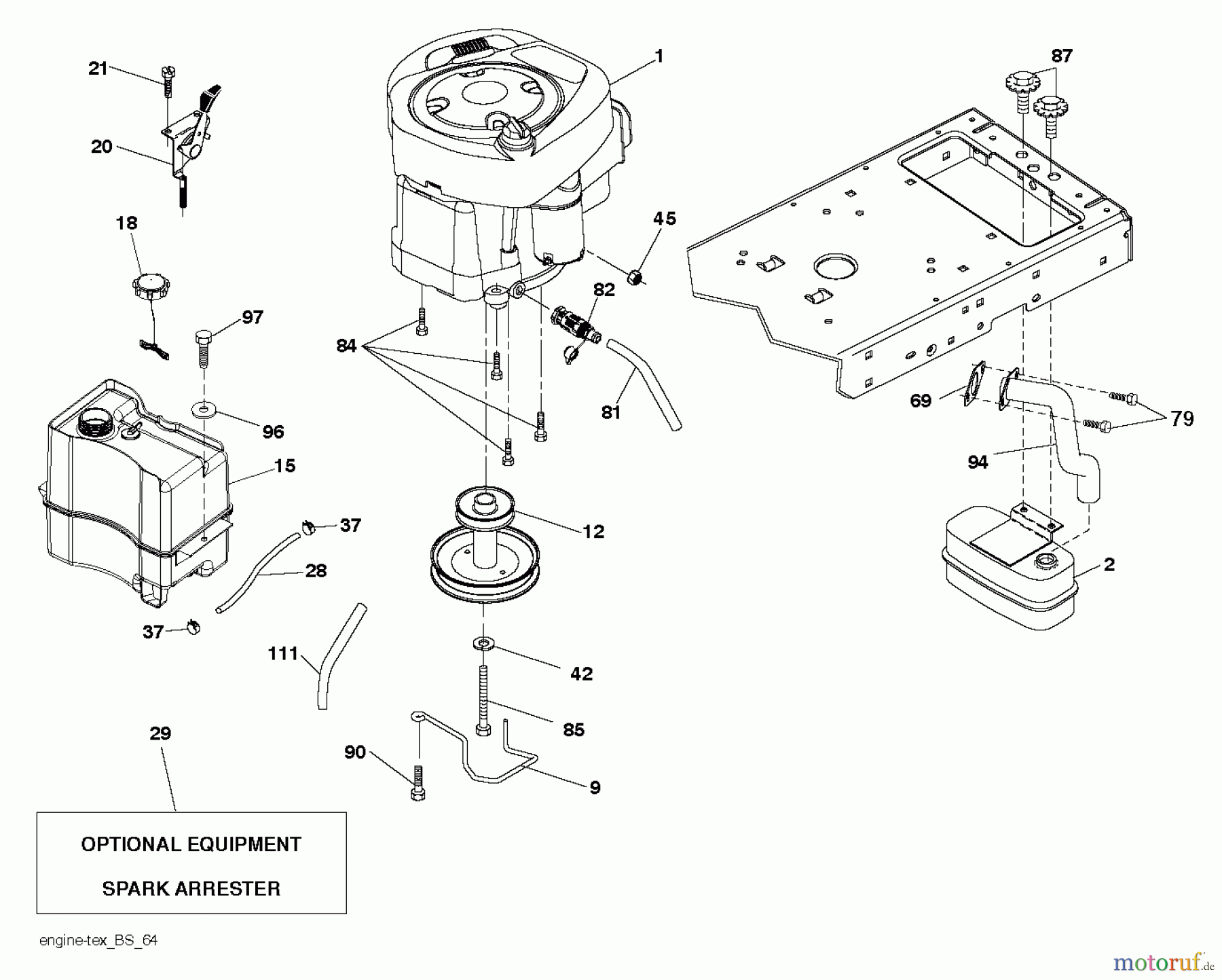  Poulan / Weed Eater Rasen und Gartentraktoren PB20H42LT (96042014801) - Poulan Pro Lawn Tractor (2013-01) ENGINE