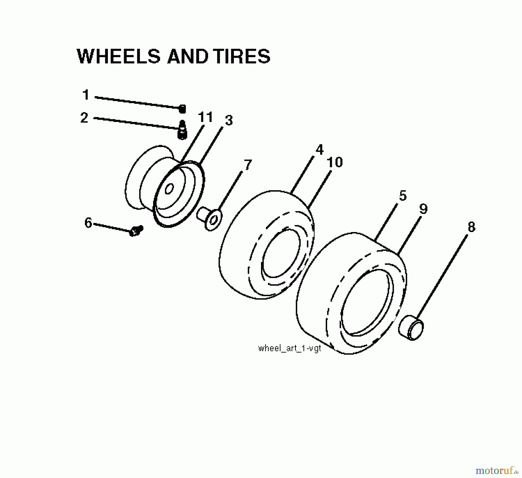  Poulan / Weed Eater Rasen und Gartentraktoren PB20H42YT (96042013700) - Poulan Pro Lawn Tractor (2010-11) WHEELS TIRES