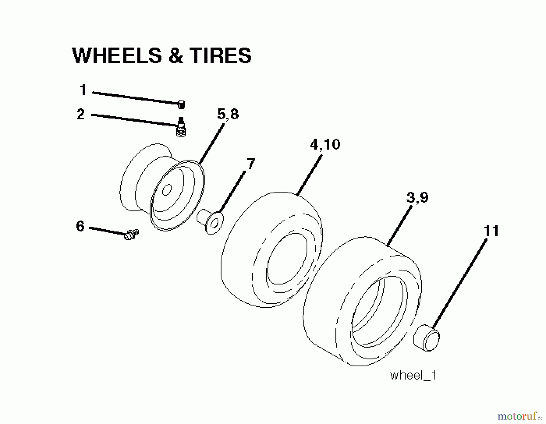  Poulan / Weed Eater Rasen und Gartentraktoren PO14538LT (96018000301) - Poulan Lawn Tractor (2011-08) WHEELS TIRES