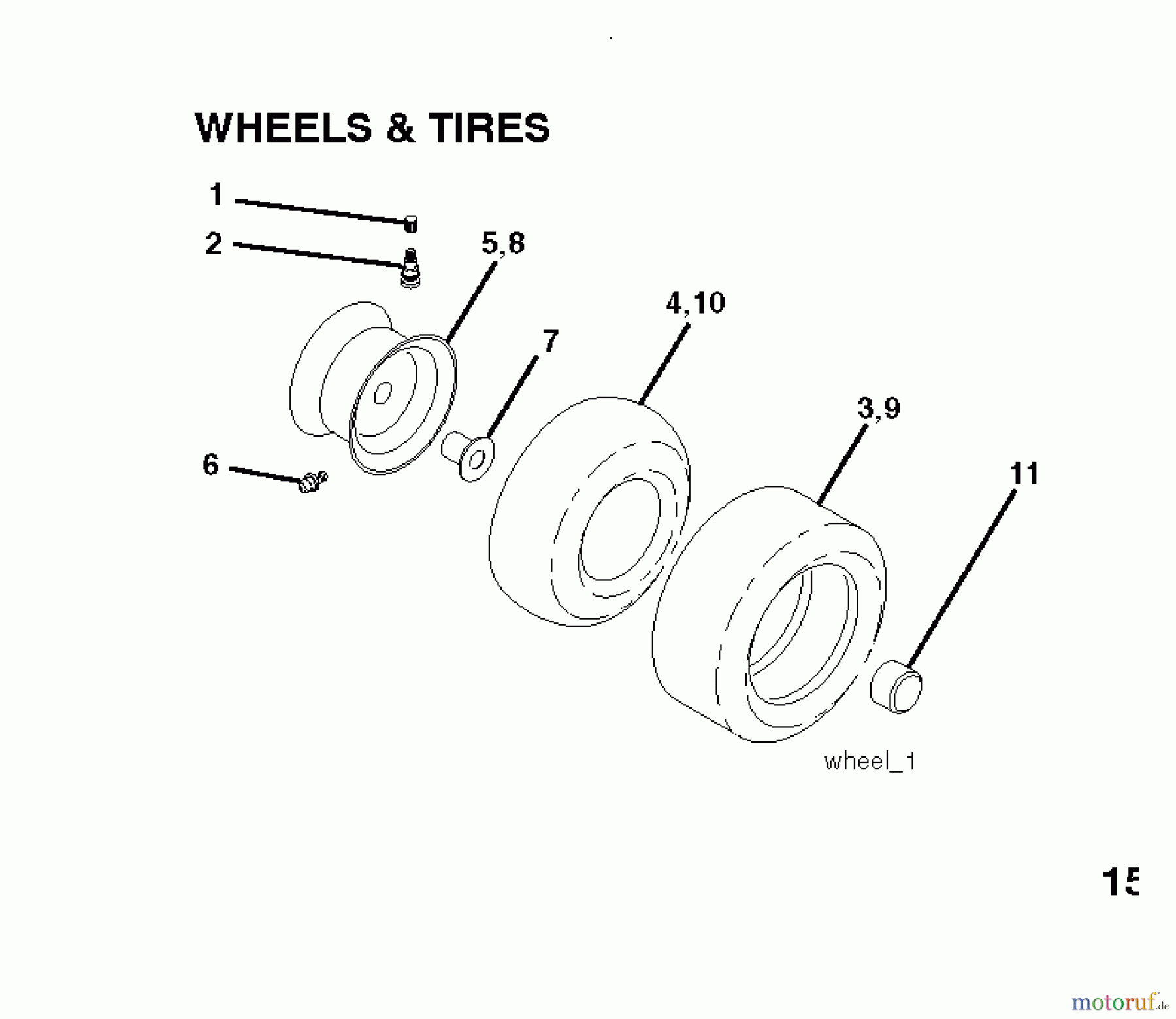  Poulan / Weed Eater Rasen und Gartentraktoren PO14542LT (96012011200) - Poulan Lawn Tractor (2010-09) WHEELS TIRES