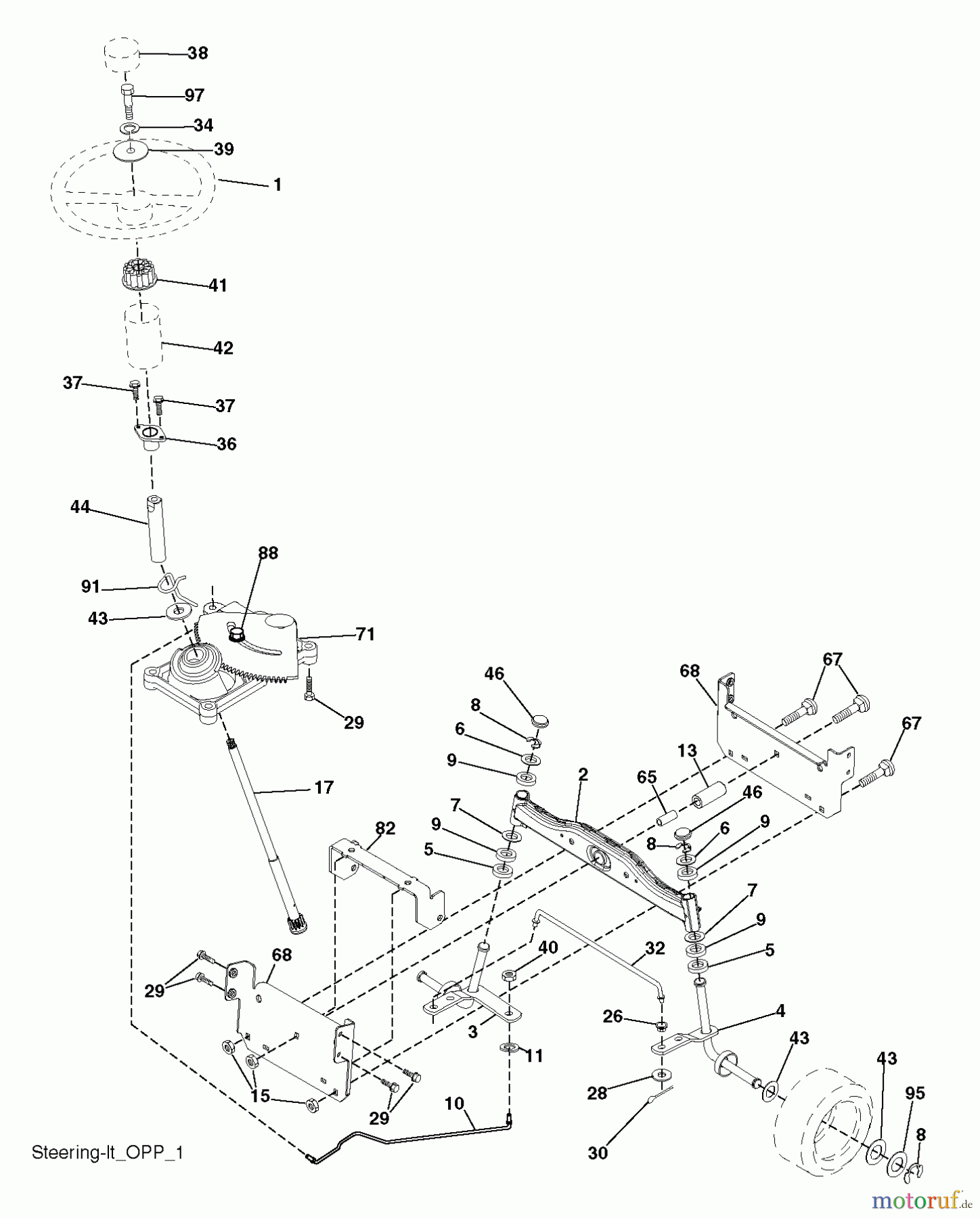  Poulan / Weed Eater Rasen und Gartentraktoren PO14542LT (96012011900) - Poulan Lawn Tractor (2011-03) STEERING