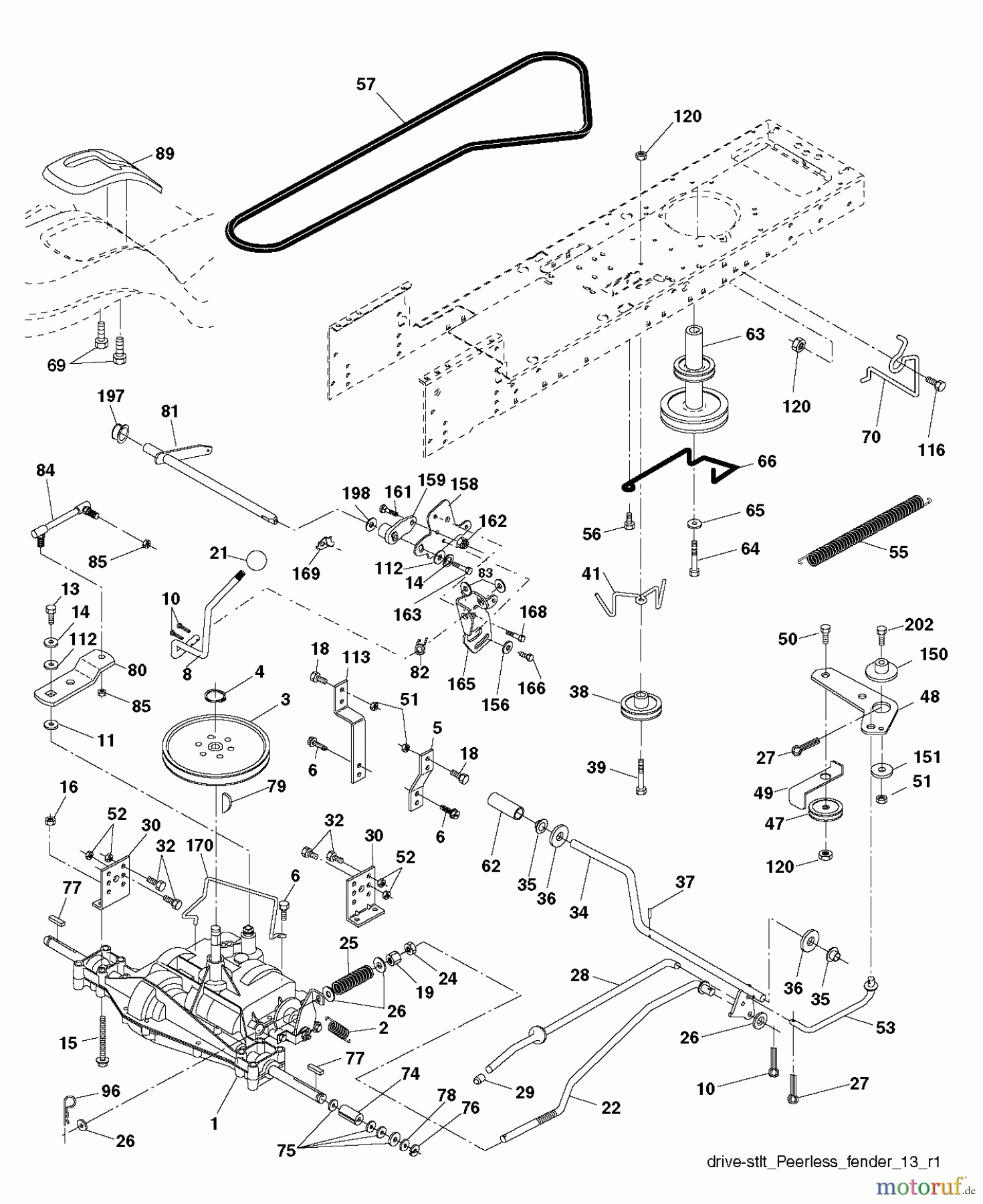  Poulan / Weed Eater Rasen und Gartentraktoren PO15538LT (96018000501) - Poulan Lawn Tractor (2011-08) DRIVE