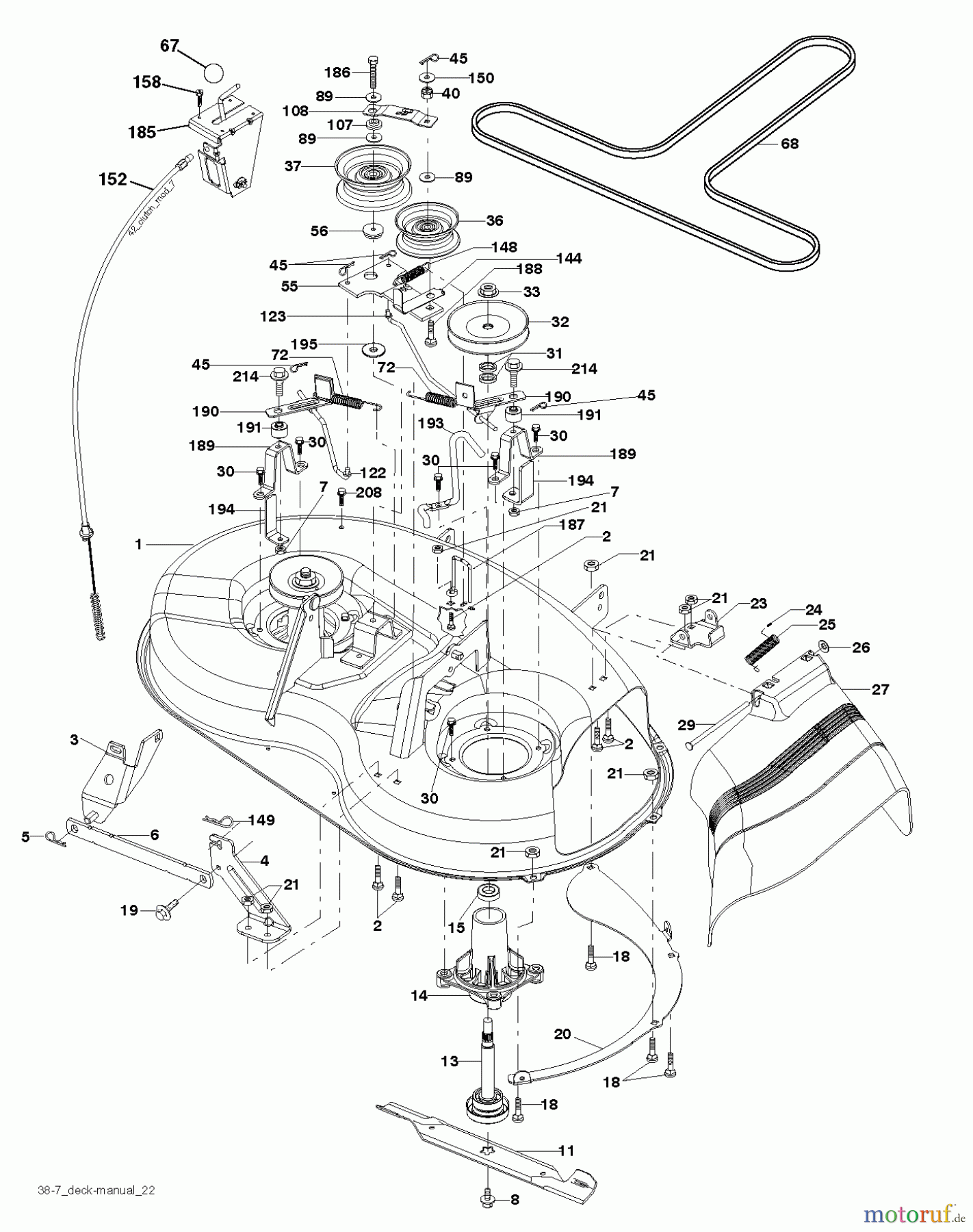  Poulan / Weed Eater Rasen und Gartentraktoren PO15538LT (96018000501) - Poulan Lawn Tractor (2011-08) MOWER DECK / CUTTING DECK