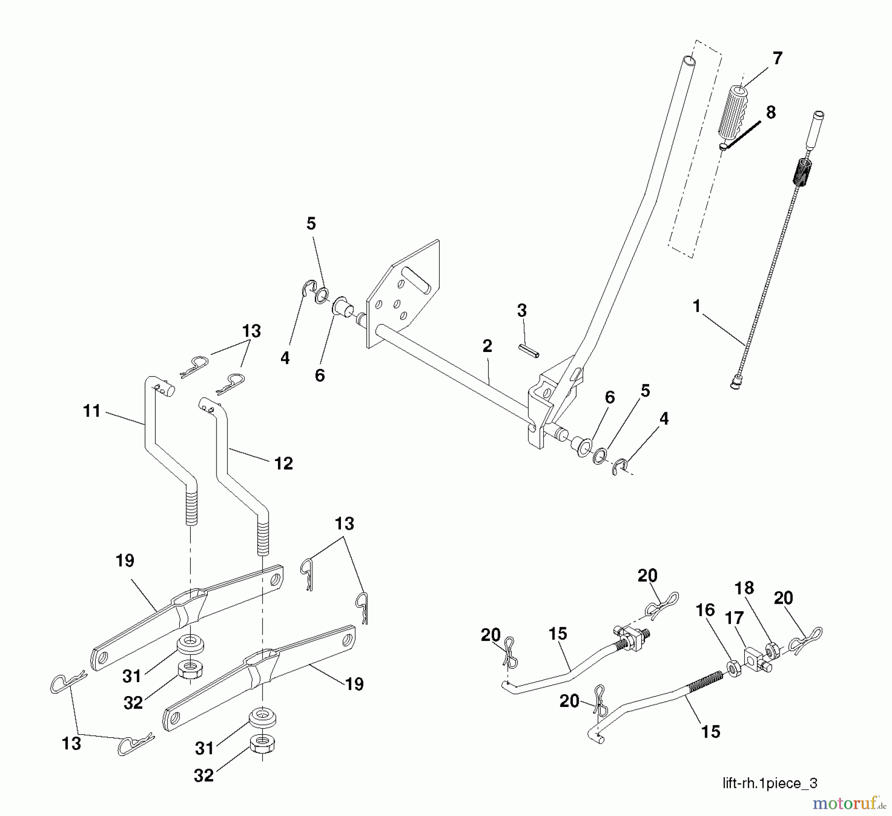  Poulan / Weed Eater Rasen und Gartentraktoren PB17542LT (96012012600) - Poulan Pro Lawn Tractor (2012-08) MOWER LIFT / DECK LIFT