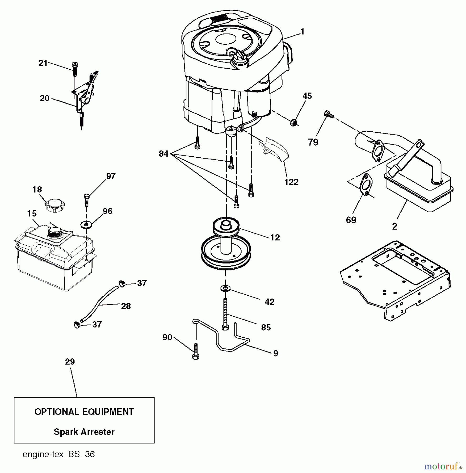  Poulan / Weed Eater Rasen und Gartentraktoren PO175A42LT (96048002400) - Poulan Lawn Tractor (2011-09) ENGINE