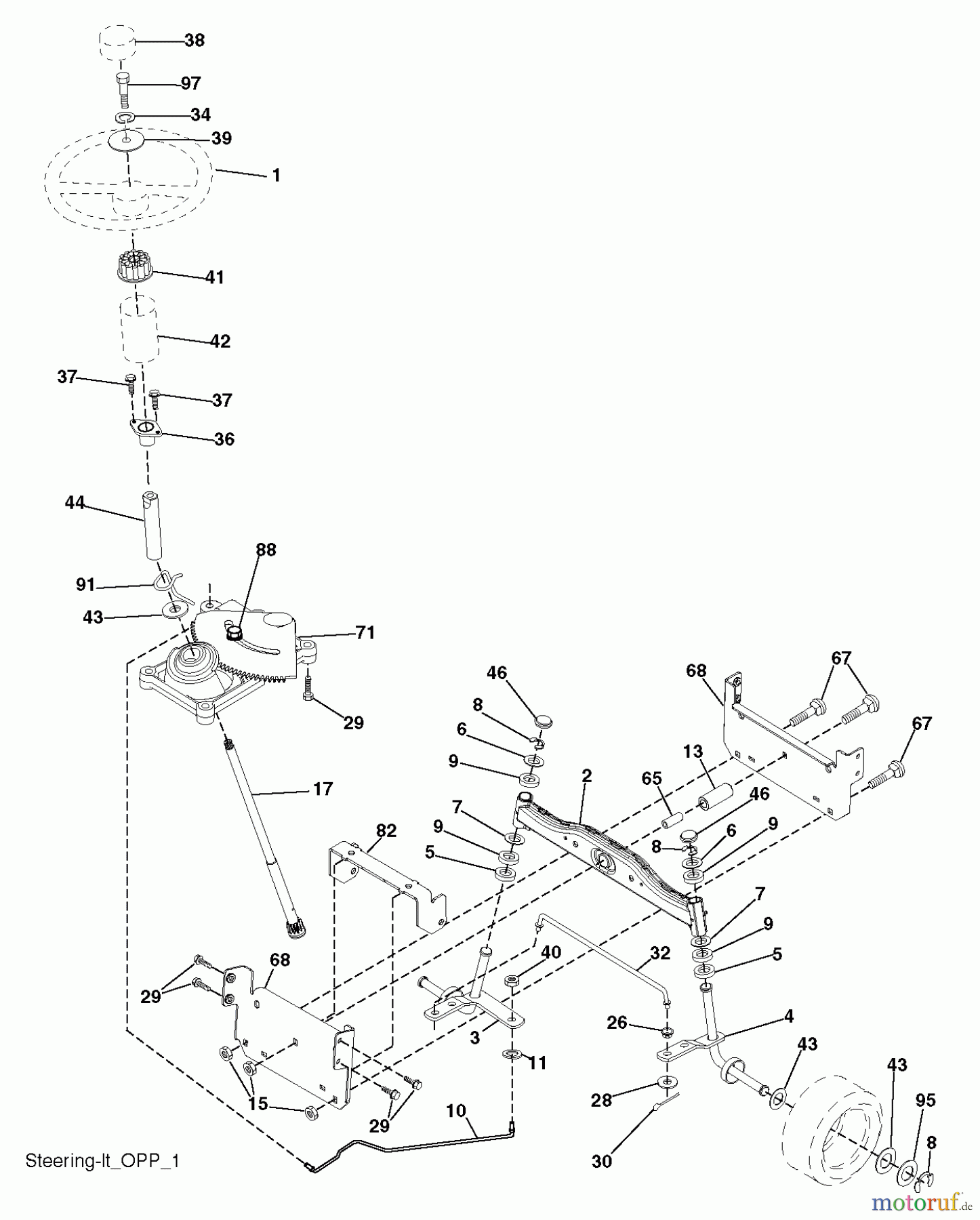  Poulan / Weed Eater Rasen und Gartentraktoren PO17542LT (96018000401) - Poulan Lawn Tractor (2011-08) STEERING