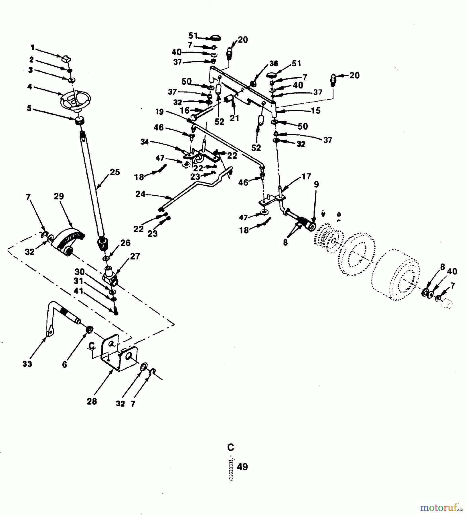  Poulan / Weed Eater Rasen und Gartentraktoren PP12538 - Poulan Pro Lawn Tractor STEERING, FRONT AXLE AND WHEELS