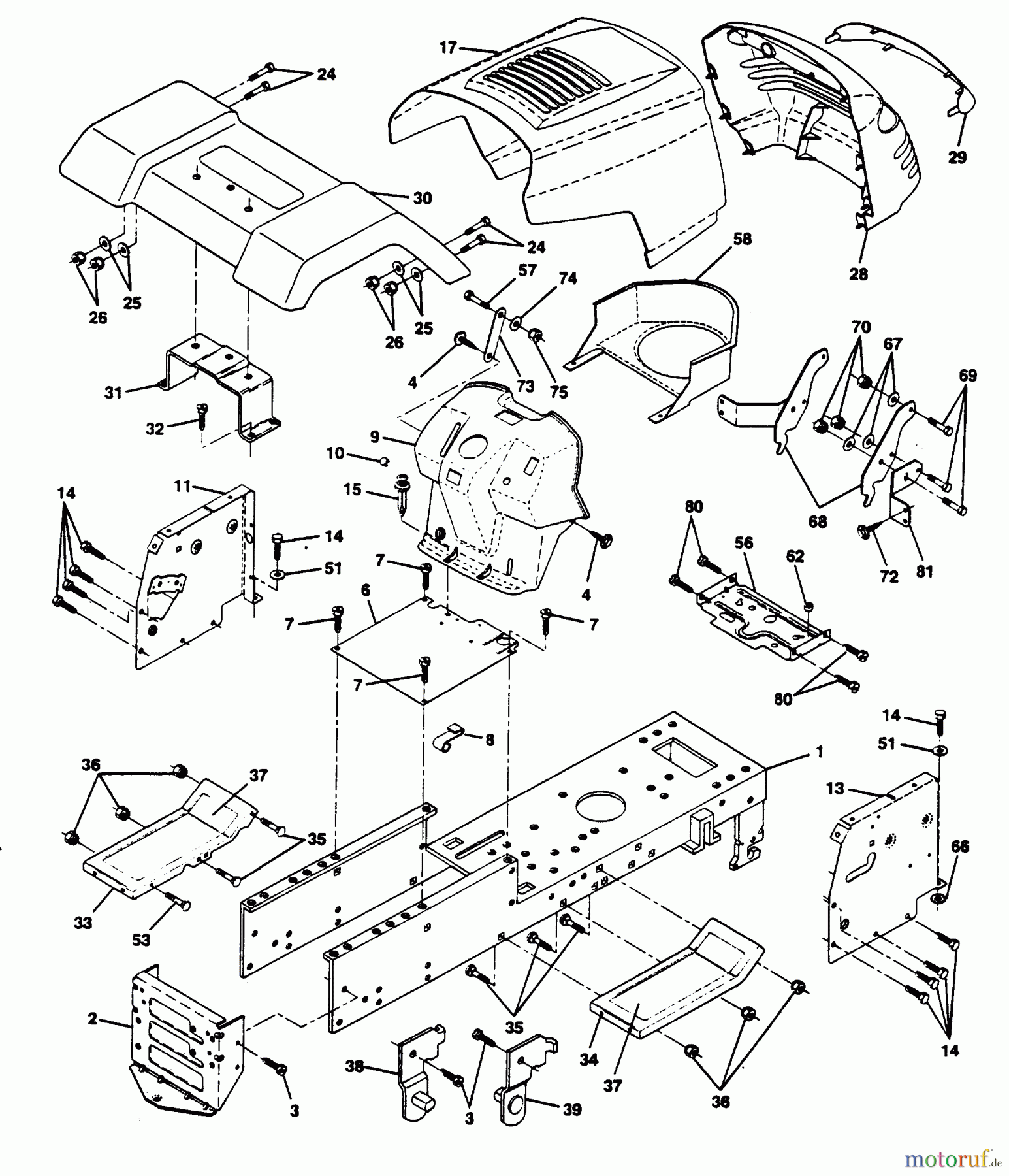  Poulan / Weed Eater Rasen und Gartentraktoren PP12542J - Poulan Pro Lawn Tractor CHASSIS AND ENCLOSURES