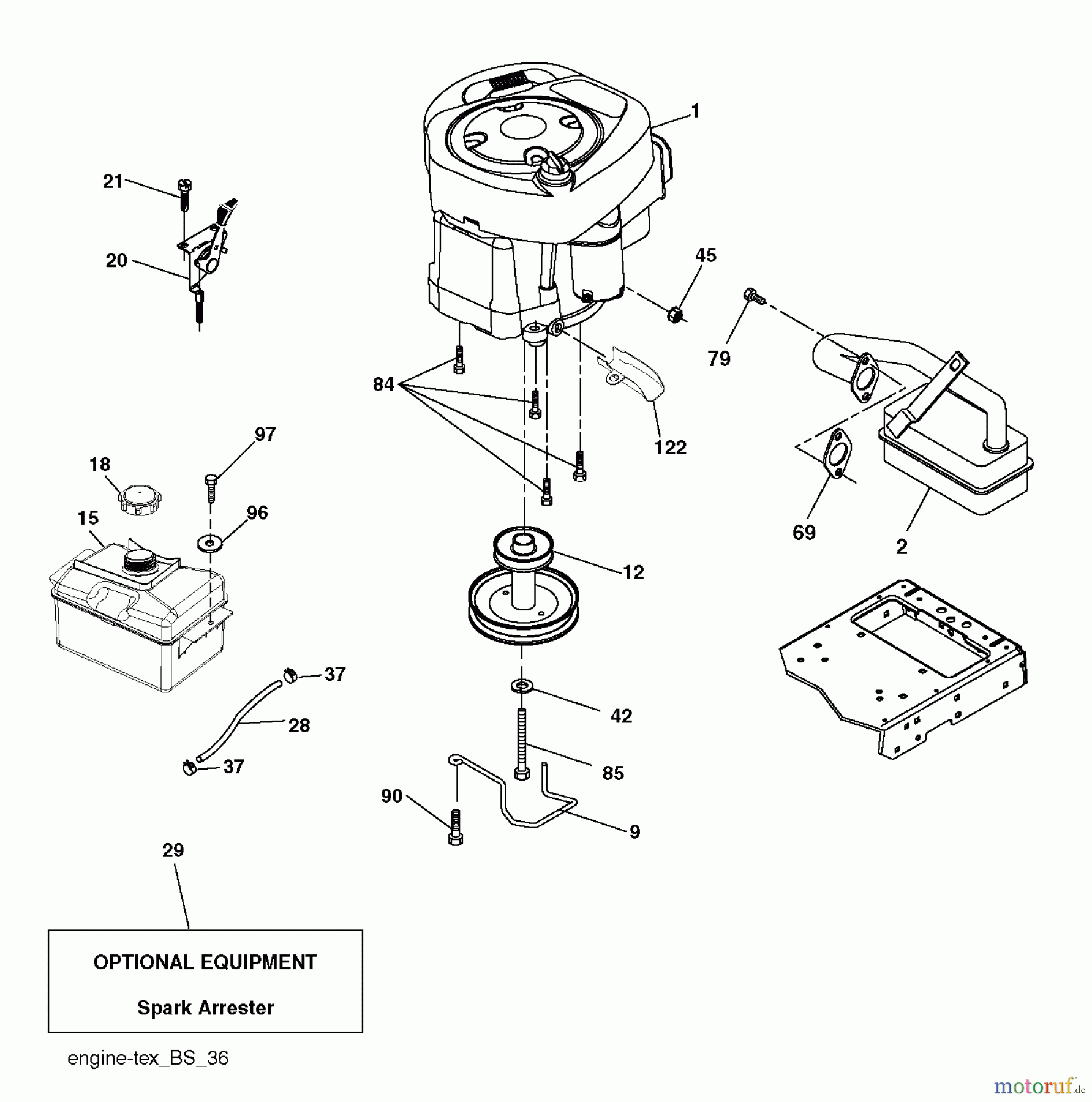  Poulan / Weed Eater Rasen und Gartentraktoren PXT12530 (96046003000) - Poulan XT Lawn Tractor (2010-01) ENGINE