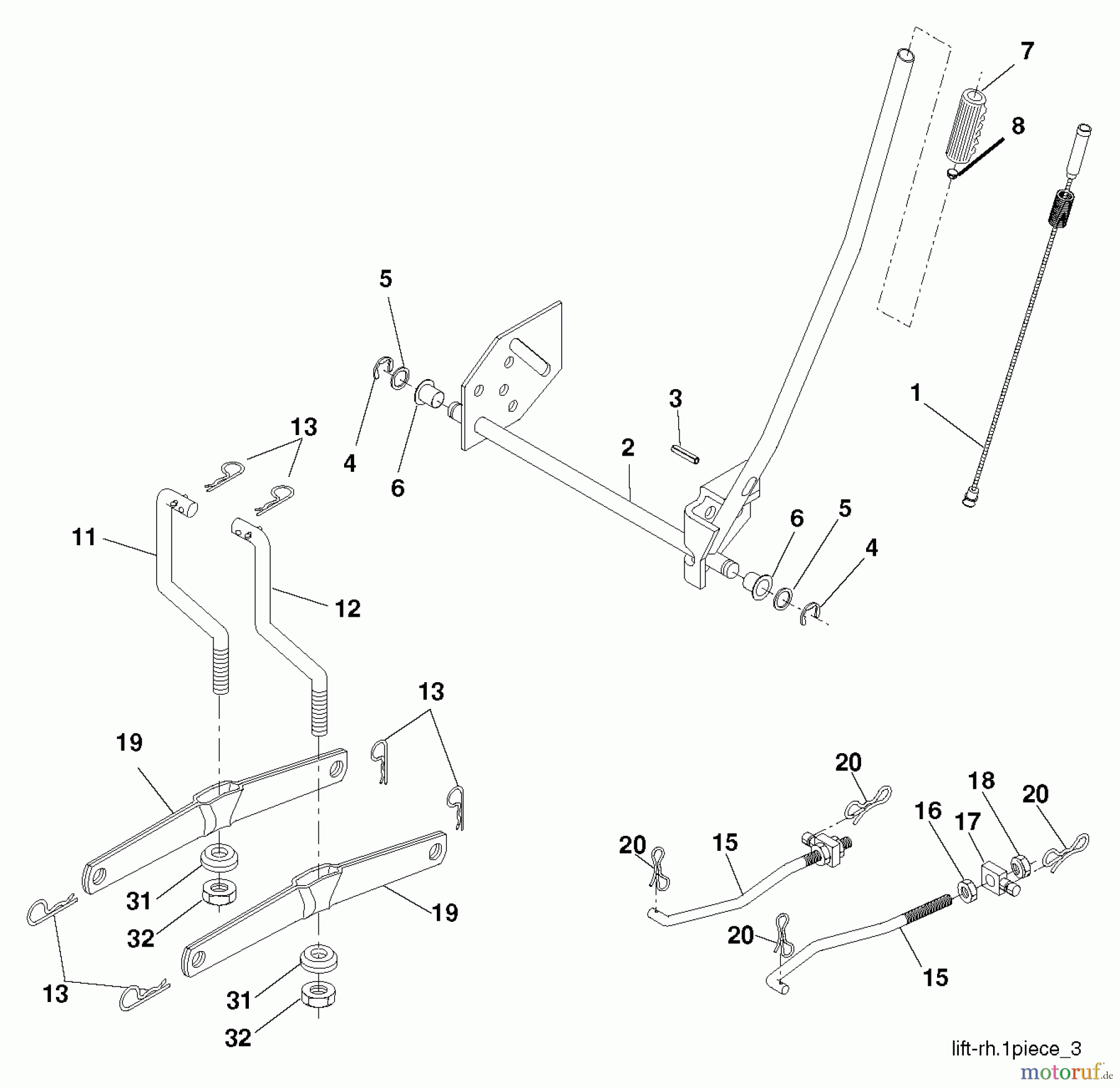  Poulan / Weed Eater Rasen und Gartentraktoren PXT175G42 (96016002401) - Poulan XT Lawn Tractor (2011-03) MOWER LIFT / DECK LIFT