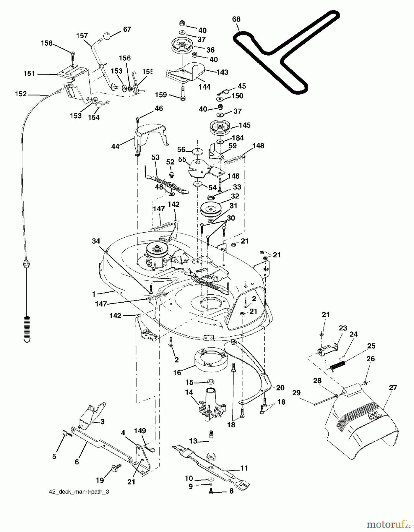  Poulan / Weed Eater Rasen und Gartentraktoren WET17H42STA - Weed Eater Lawn Tractor (2003-01) MOWER DECK / CUTTING DECK