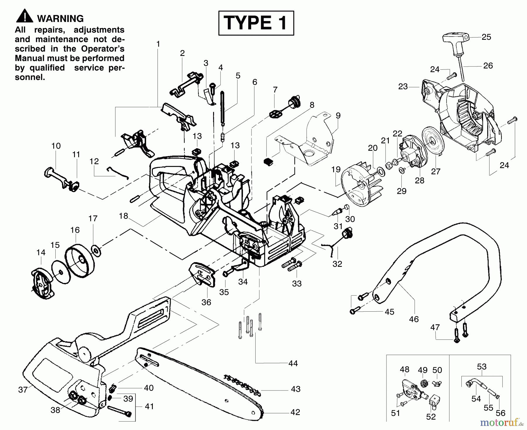  Poulan / Weed Eater Motorsägen 2055LE (Type 1) - Poulan Woodsman Chainsaw Chassis & Handle Assembly Type 1