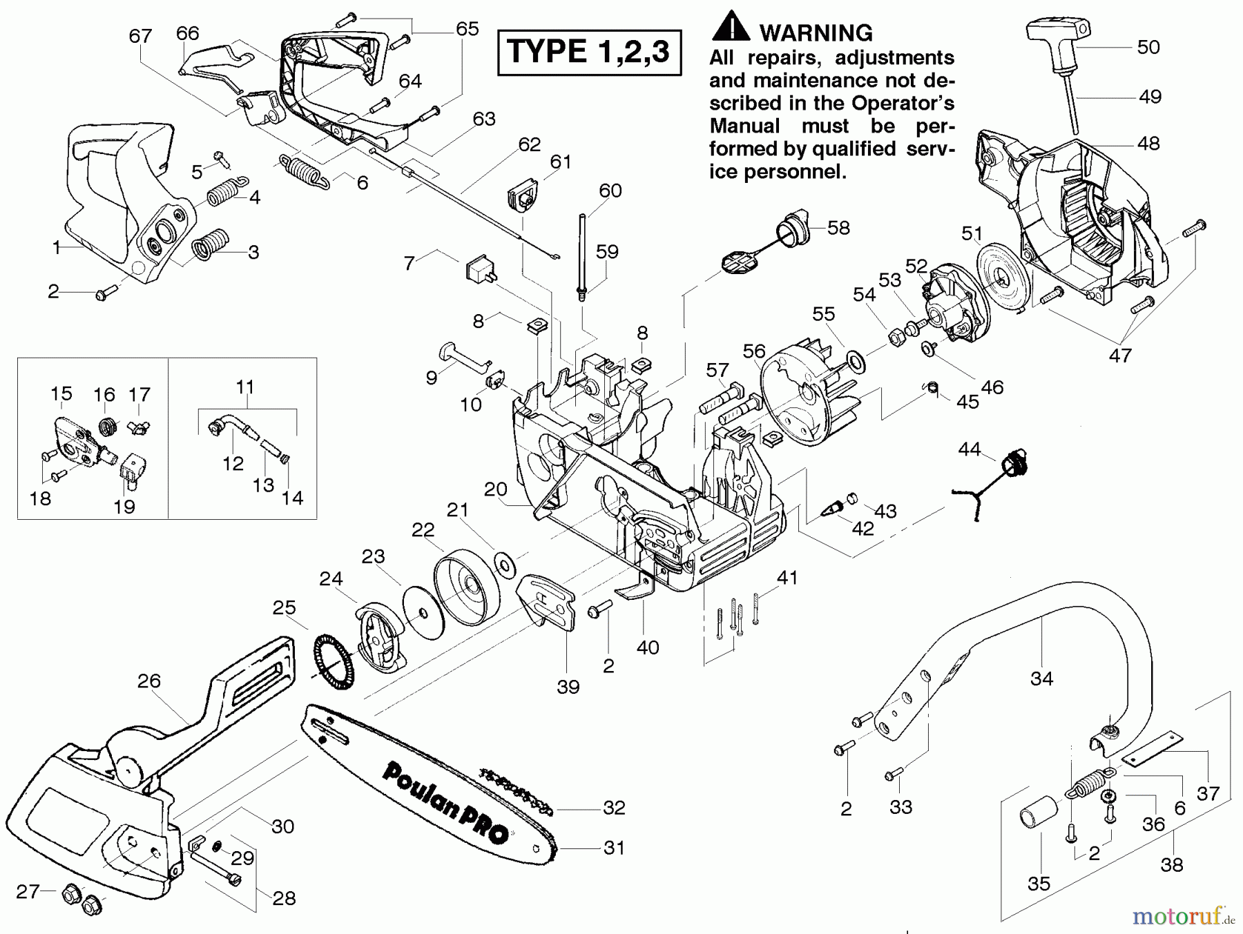  Poulan / Weed Eater Motorsägen PP260 (Type 2) - Poulan Pro Chainsaw Starter Type 1,2,3