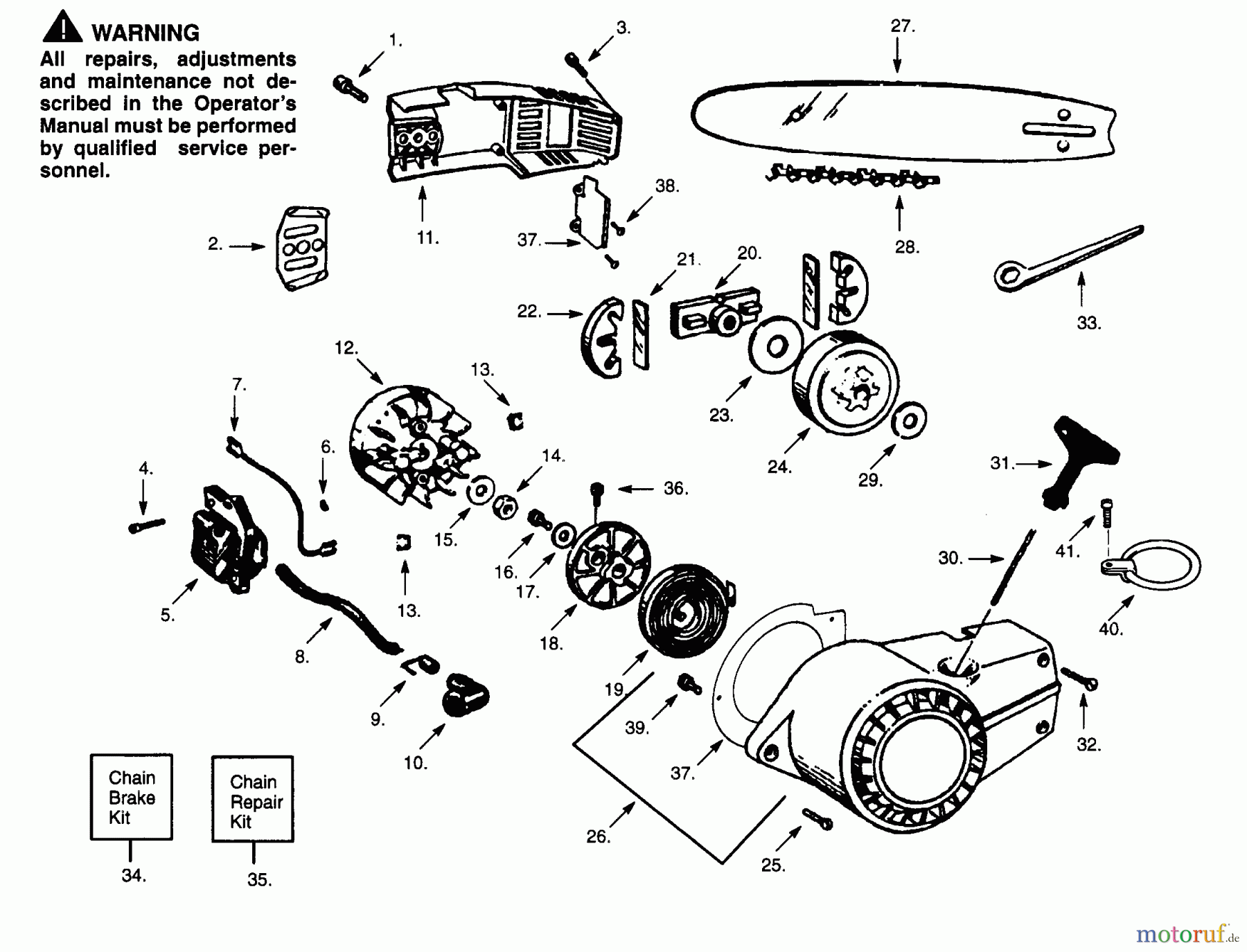  Poulan / Weed Eater Motorsägen S25DA - Poulan Chainsaw CHAIN & BAR, SHROUD