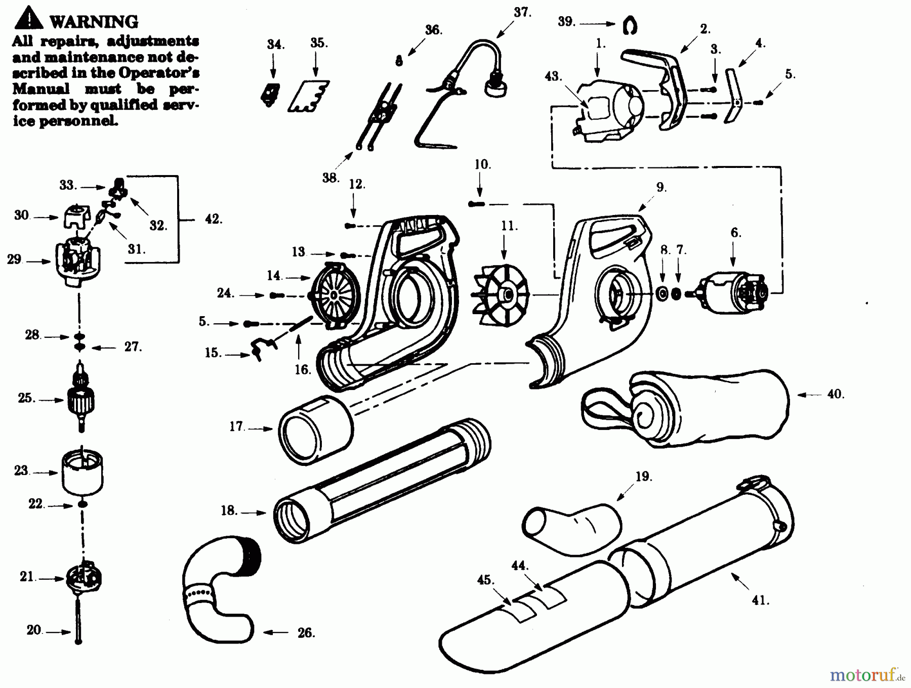  Poulan / Weed Eater Bläser / Sauger / Häcksler / Mulchgeräte PB165 - Paramount Electric Blower BLOWER ASSEMBLY