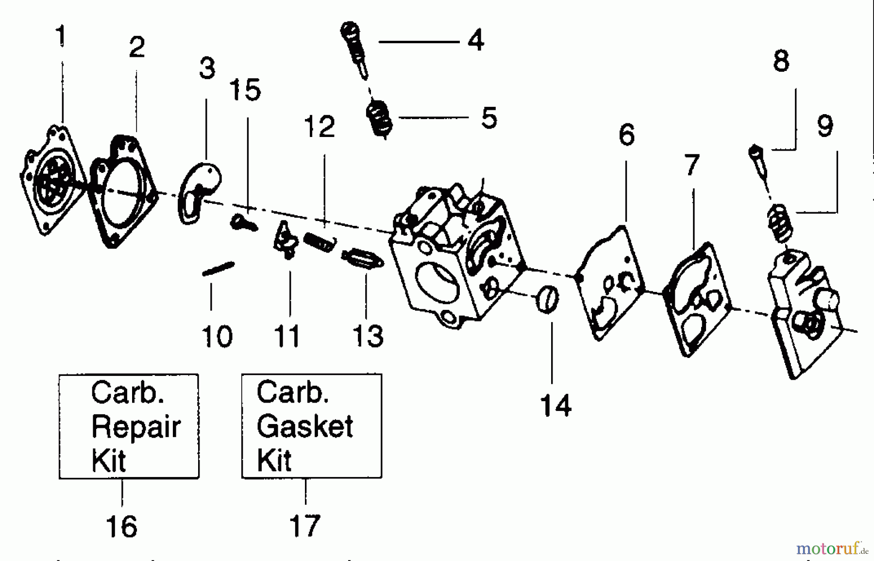  Poulan / Weed Eater Motorsensen, Trimmer GTI16D - Weed Eater String Trimmer CARBURETORS WA-207, WA-207A