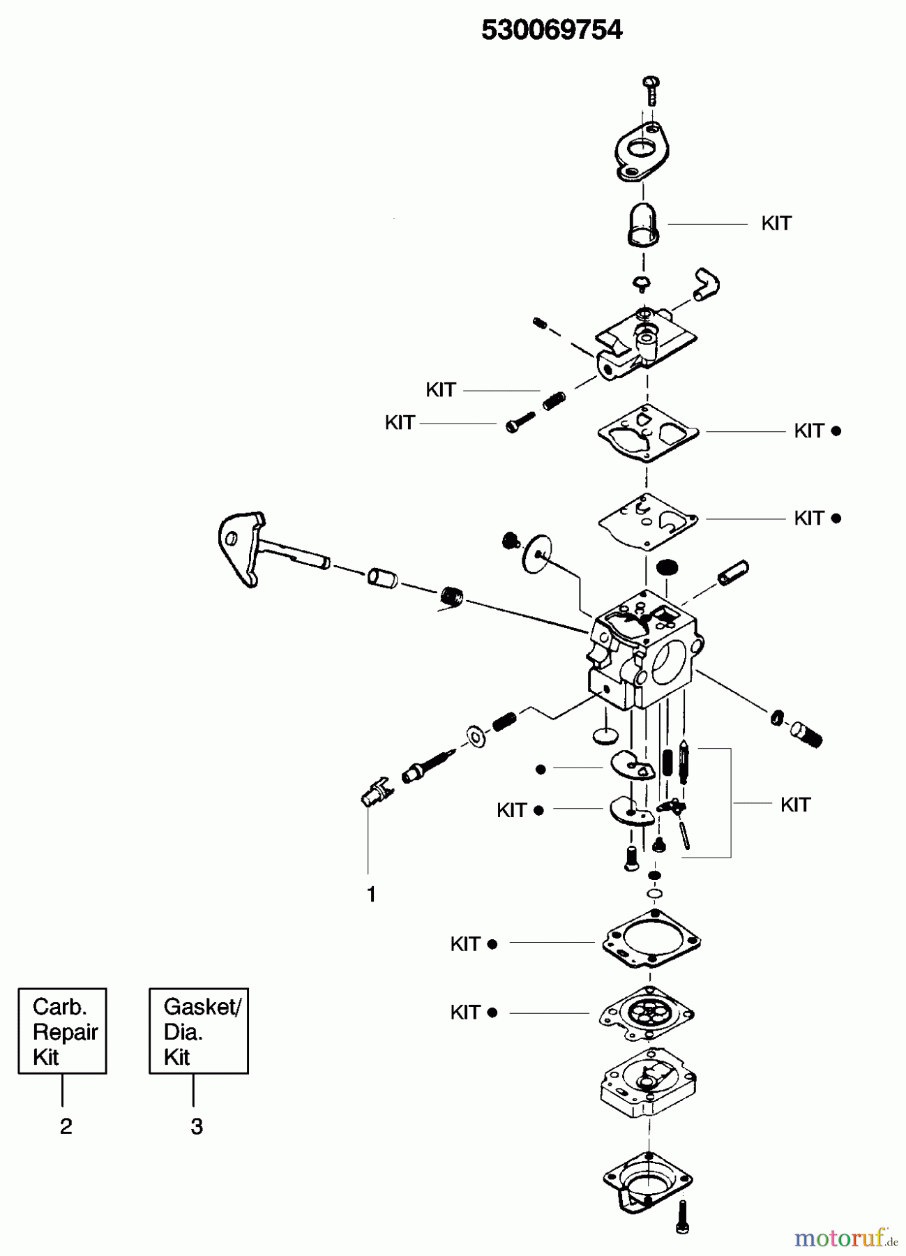  Poulan / Weed Eater Motorsensen, Trimmer PL25 (Type 1) - Poulan String Trimmer Carburetor Assembly 530069754