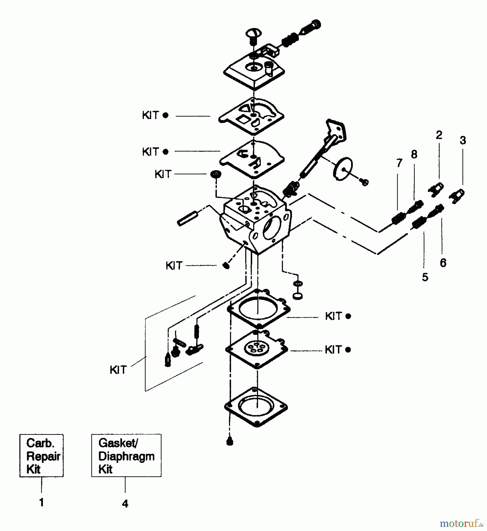  Poulan / Weed Eater Motorsensen, Trimmer PP176 - Poulan Pro String Trimmer Carburetor Assembly - WT298B