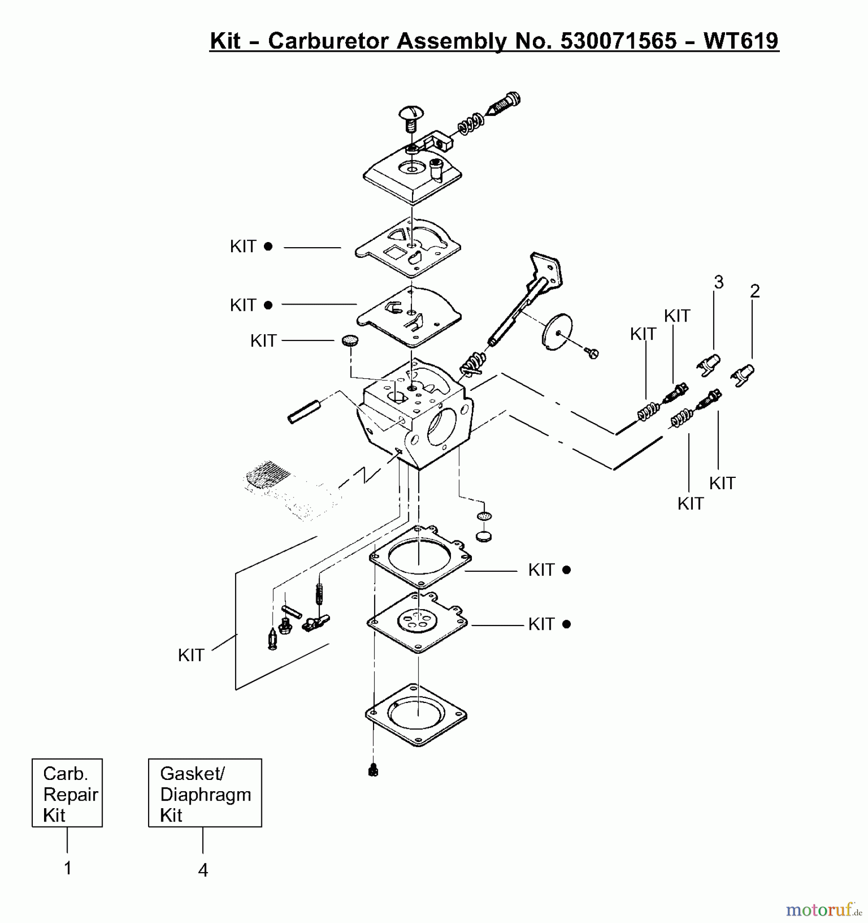  Poulan / Weed Eater Motorsensen, Trimmer PP331 - Poulan Pro String Trimmer Carburetor Assembly (WT619) P/N 530071565