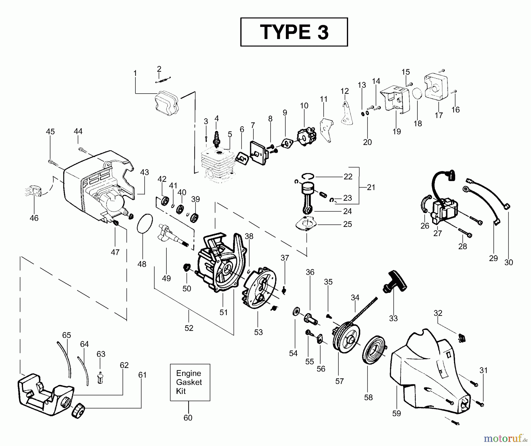  Poulan / Weed Eater Motorsensen, Trimmer Twistn Edge (Type 3) - Weed Eater String Trimmer Power Unit Type 3