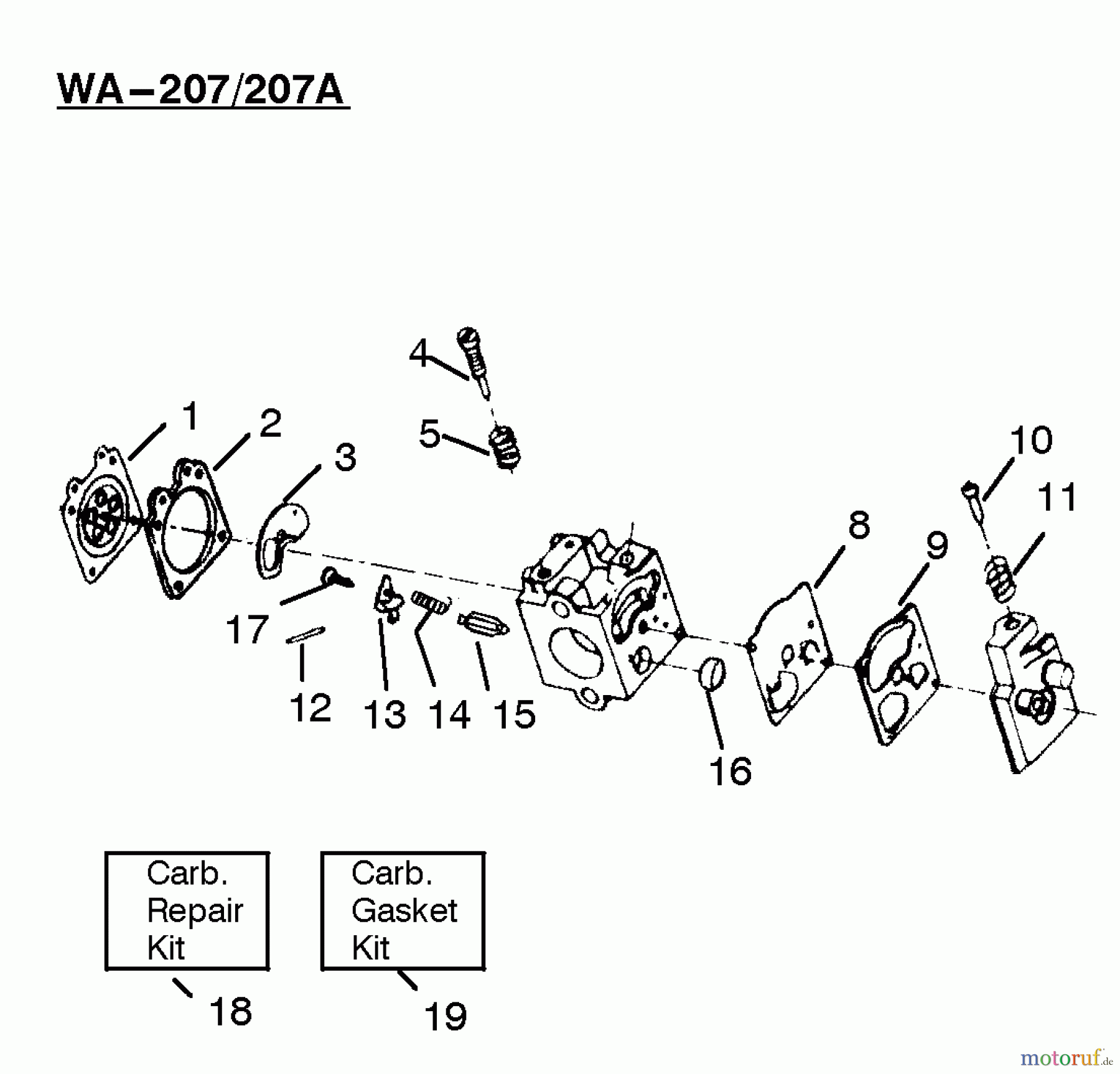  Poulan / Weed Eater Motorsensen, Trimmer XT20 - Weed Eater String Trimmer Carburetor Assembly WA-207/207A