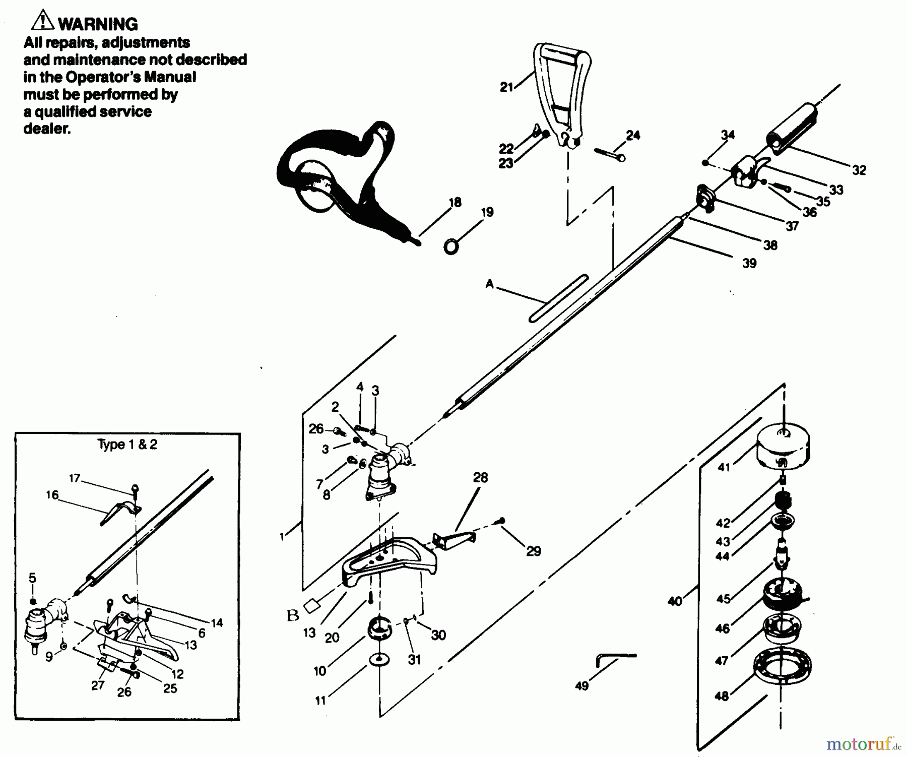  Poulan / Weed Eater Motorsensen, Trimmer YP140 - Weed Eater String Trimmer DRIVE SHAFT & CUTTING HEAD