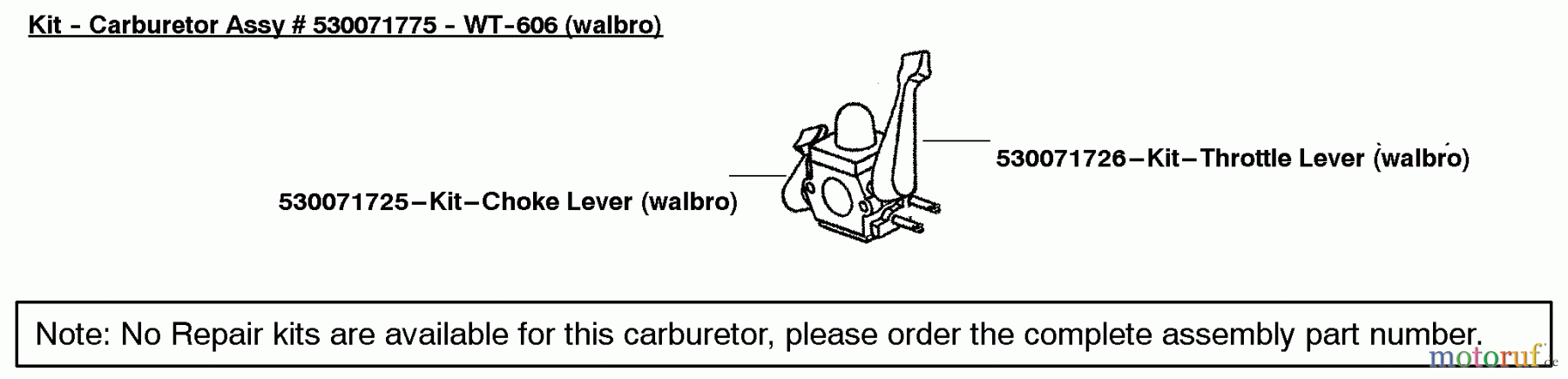  Poulan / Weed Eater Bläser / Sauger / Häcksler / Mulchgeräte WT200 (Type 2) - Weed Eater Wildthing Blower Carburetor Assembly (Walbro WT-606) P/N 530071775