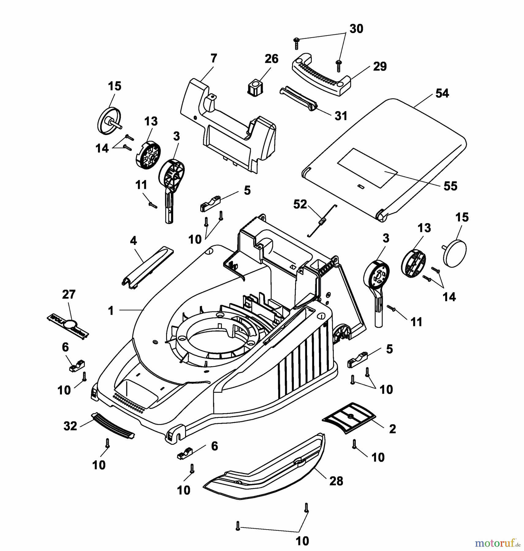  Wolf-Garten Electric mower self propelled Premio 40 EA 4029003 Series B,C  (2003) Deck housing