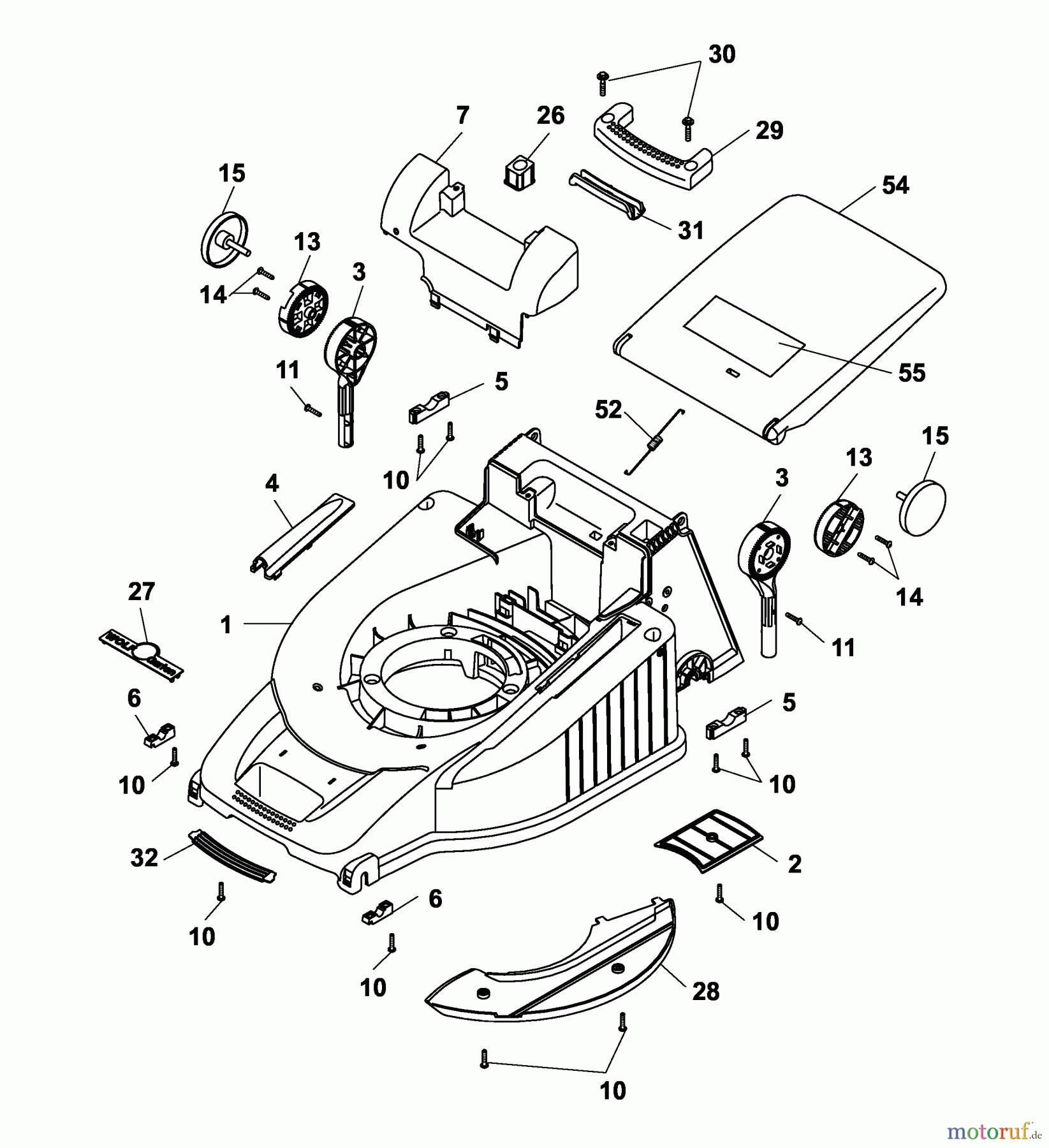  Wolf-Garten Petrol mower self propelled Premio 46 HA 4615008 Series A  (2004) Deck housing